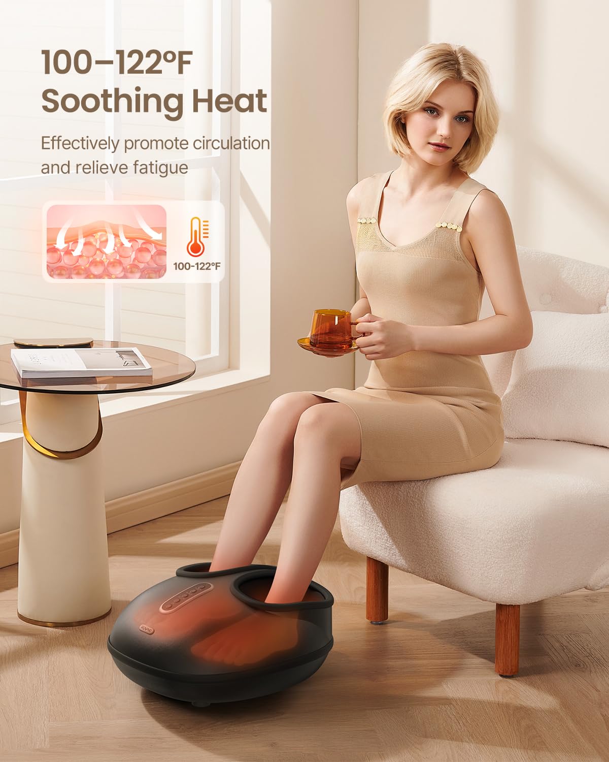 Renpho Foot Massager With Heat, Shiatsu Foot Massager With Remote, Foot Warmer With 3 Kneading Modes & 3 Squeezing Intensities,