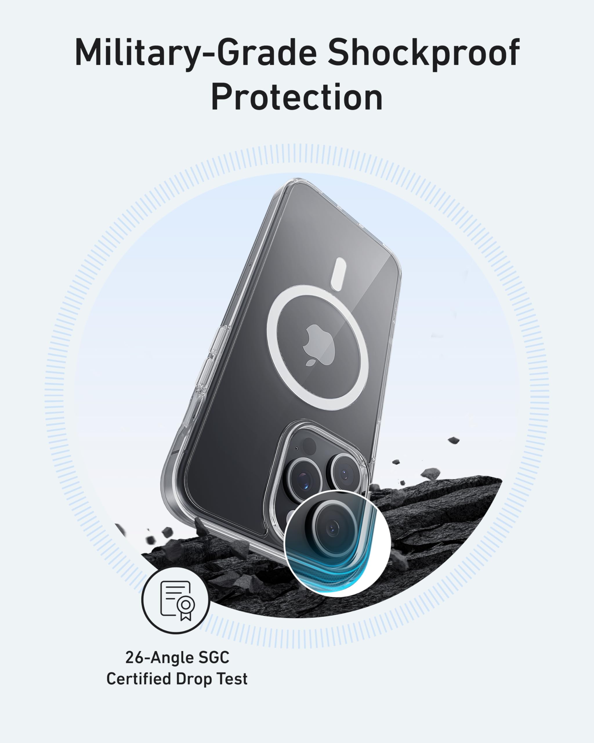 Anker Maggo Clear Magnetic Phone Case For Iphone 16 Pro Max, Ultra Slim And Durable Protective Cover, Iphone Case Compatible Wit