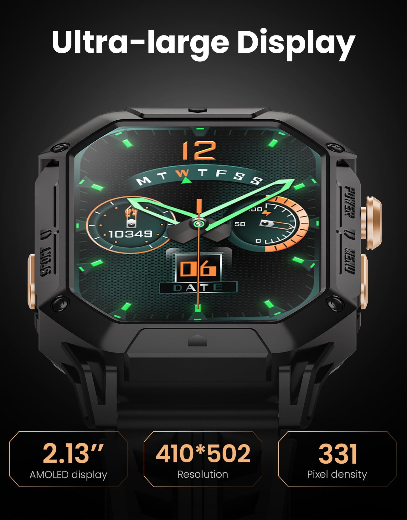 Haylou Military Smart Watch For Men,2.13'' Amoled Hd Display, Outdoor Sports Fitness Watch With Bluetooth Call(Answer/Make),100+