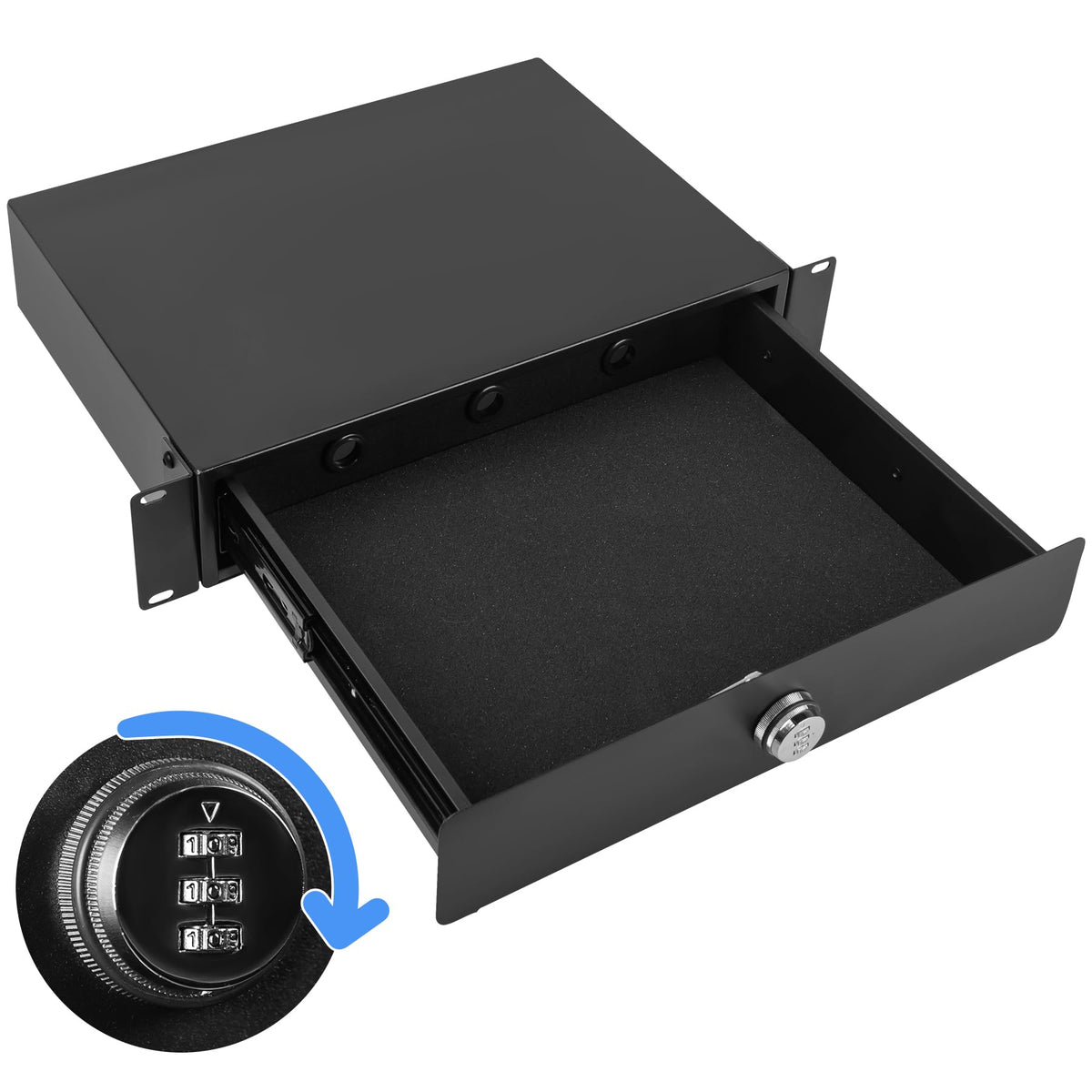 Full Rack Drawer Eastrexon 2U Rack Mount Drawer, Server Rack Drawer W/Combination Lock ...