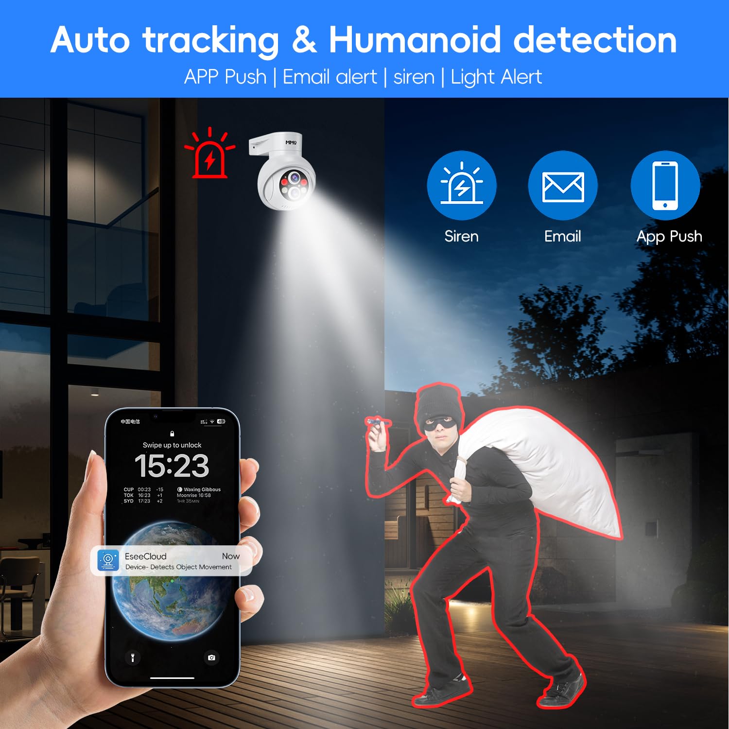 ? Auto Track &10X Hybrid Zoom? Mmq Dual Lens Wifi Security Camera System, 4Pcs Wireless Cameras Outdoor With 1T Hdd,10Ch Expanda