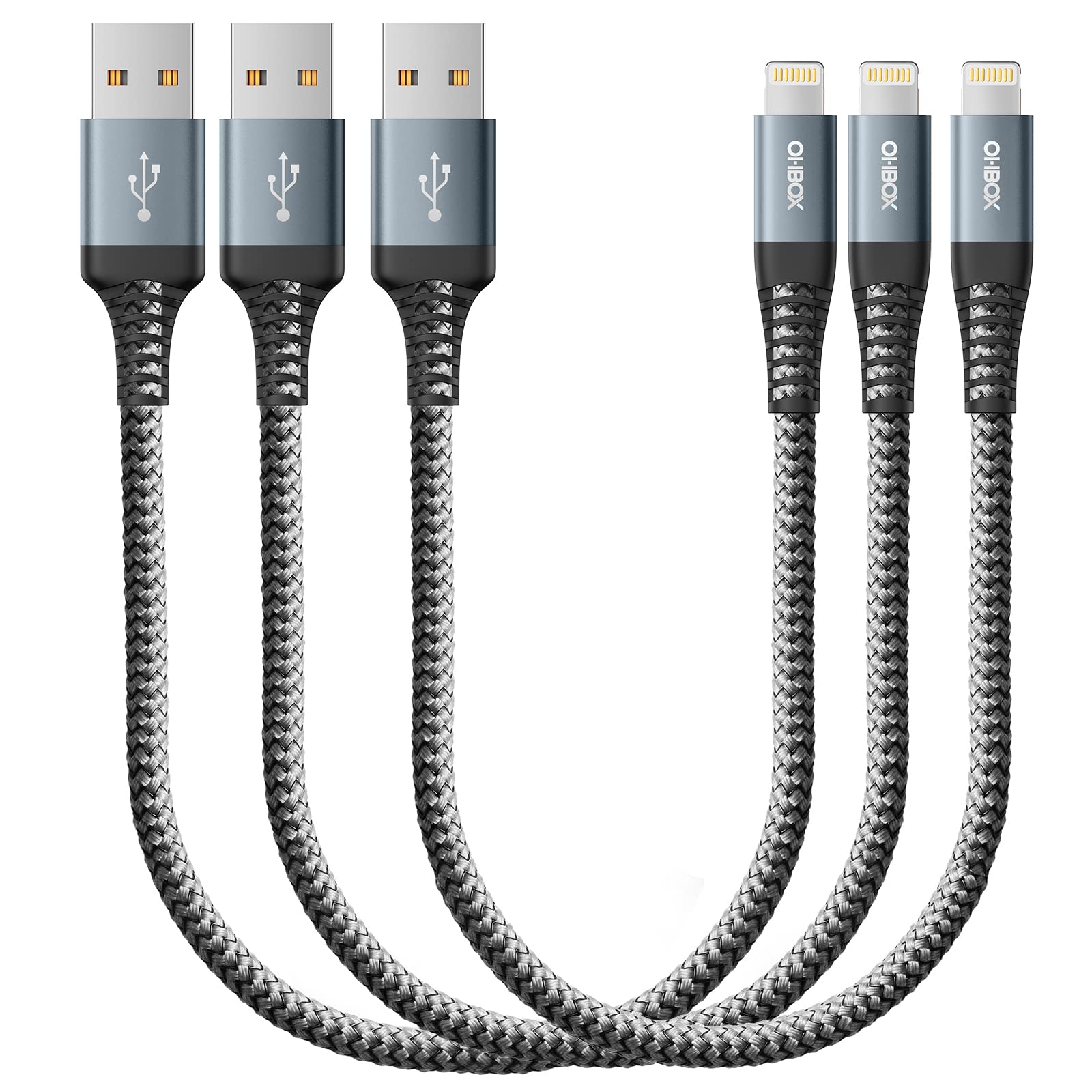 Ohbox Short Iphone Charger Cable 3Pack Lightning Cable 1Ft Iphone Charging Cord Compatible With Iphone 14/13/12/11/Pro/Max/Mini/X/Plus/8/7/6/5S/Se/Plus/Ipad