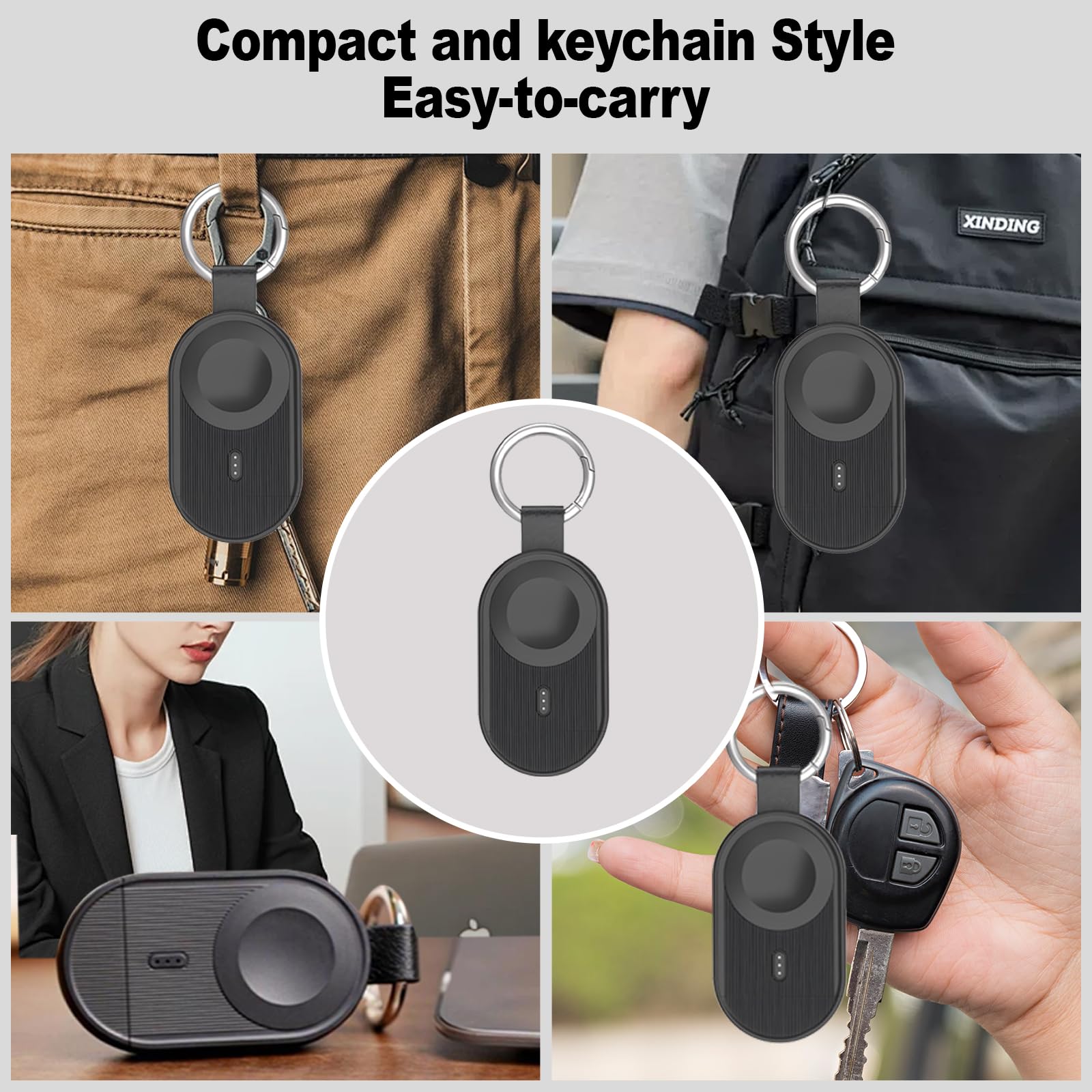 Portable Charger For Apple Watch,1200Mah Power Bank Magnetic Iwatch Charger Keychain Style Wireless Usb-C Travel Essential Fast