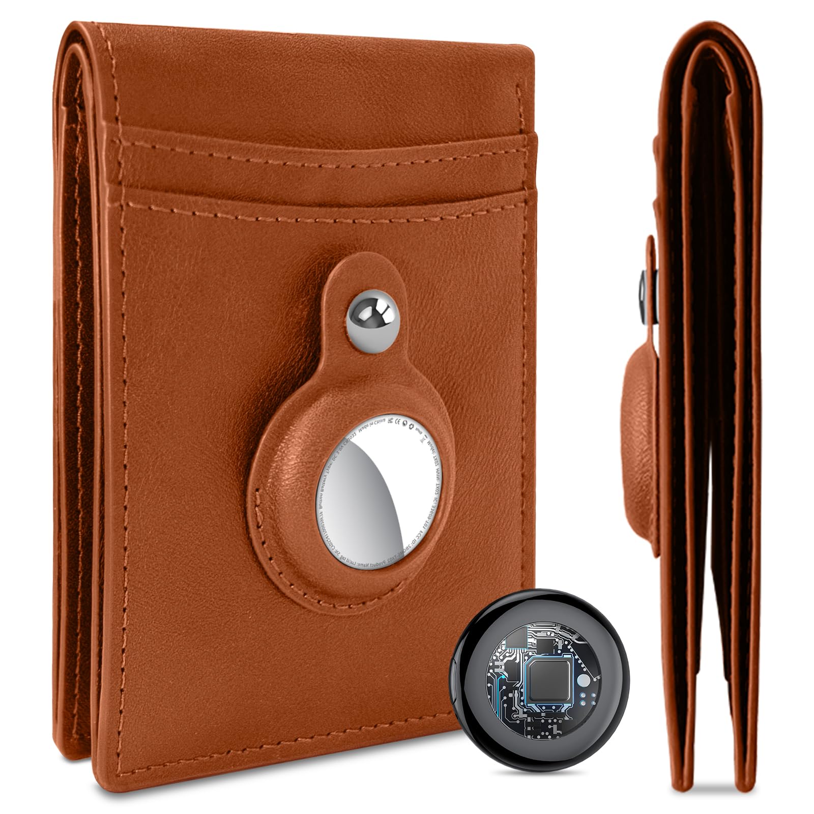 Air Tracker Tag 1-Pack (Brown), Tukio Bluetooth 5.3 Tracker Tag for Apple Find My App(iOS Only), Replaceable Battery, 100dB Alar