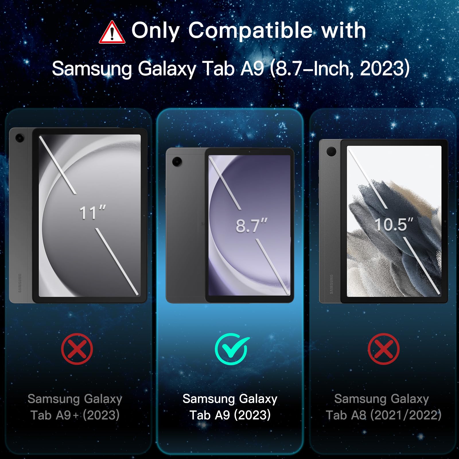 Jetech Screen Protector For Samsung Galaxy Tab A9 8.7 Inch 2023 With Easy Installation Frame, Tempered Glass Film, Hd Clear, 2 P