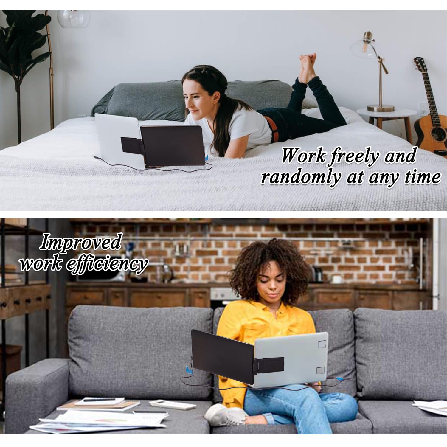 Laptop Screen Extender, 14.1'' Fhd 1080P Ips Laptop Monitor Extender Dual Screen, Swivel Attachable Portable Monitor For Laptop