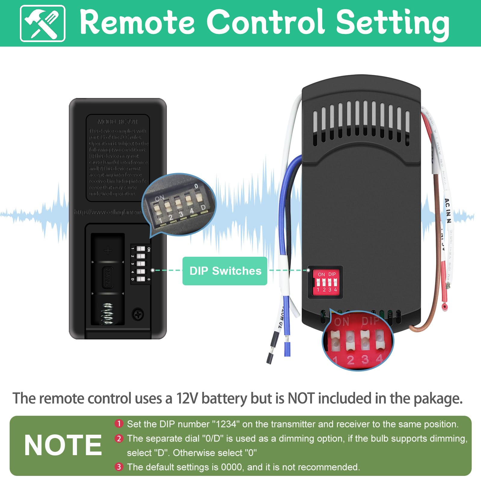 Hampton Bay Ceiling Fan Remote, Universal Ceiling Fan Remote Control Kit, 3-Speed, Light Dimmer, Time Delay, Replacement For Ham