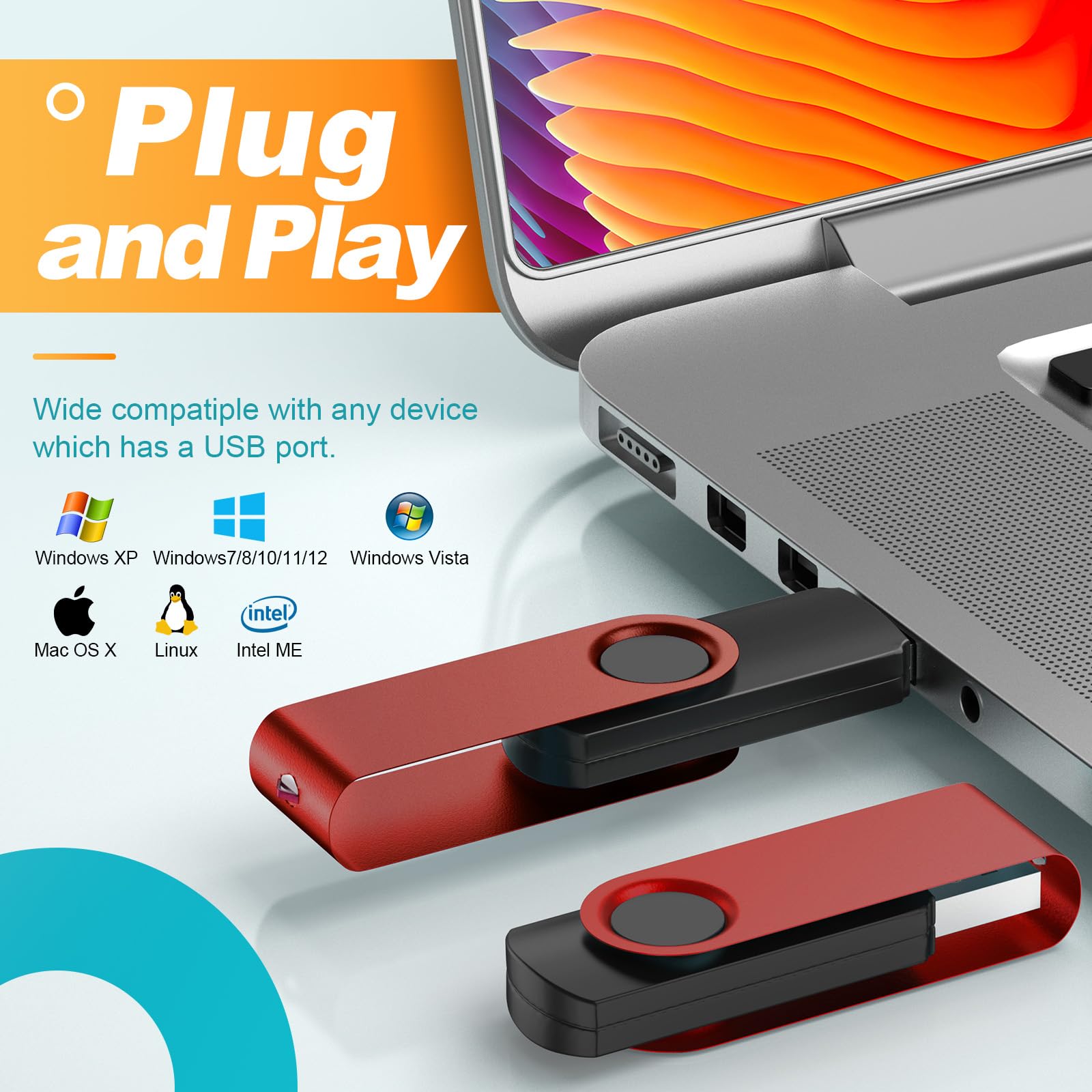 Thumb Drive 16Gb Flash Drive Pack Of 10 Swivel Usb Drive Kepmem 16 Gb Memory Stick Metal Pen Drive Portable U Disk Red Jump Drive High Speed Zip Drive For Data Storage Backup