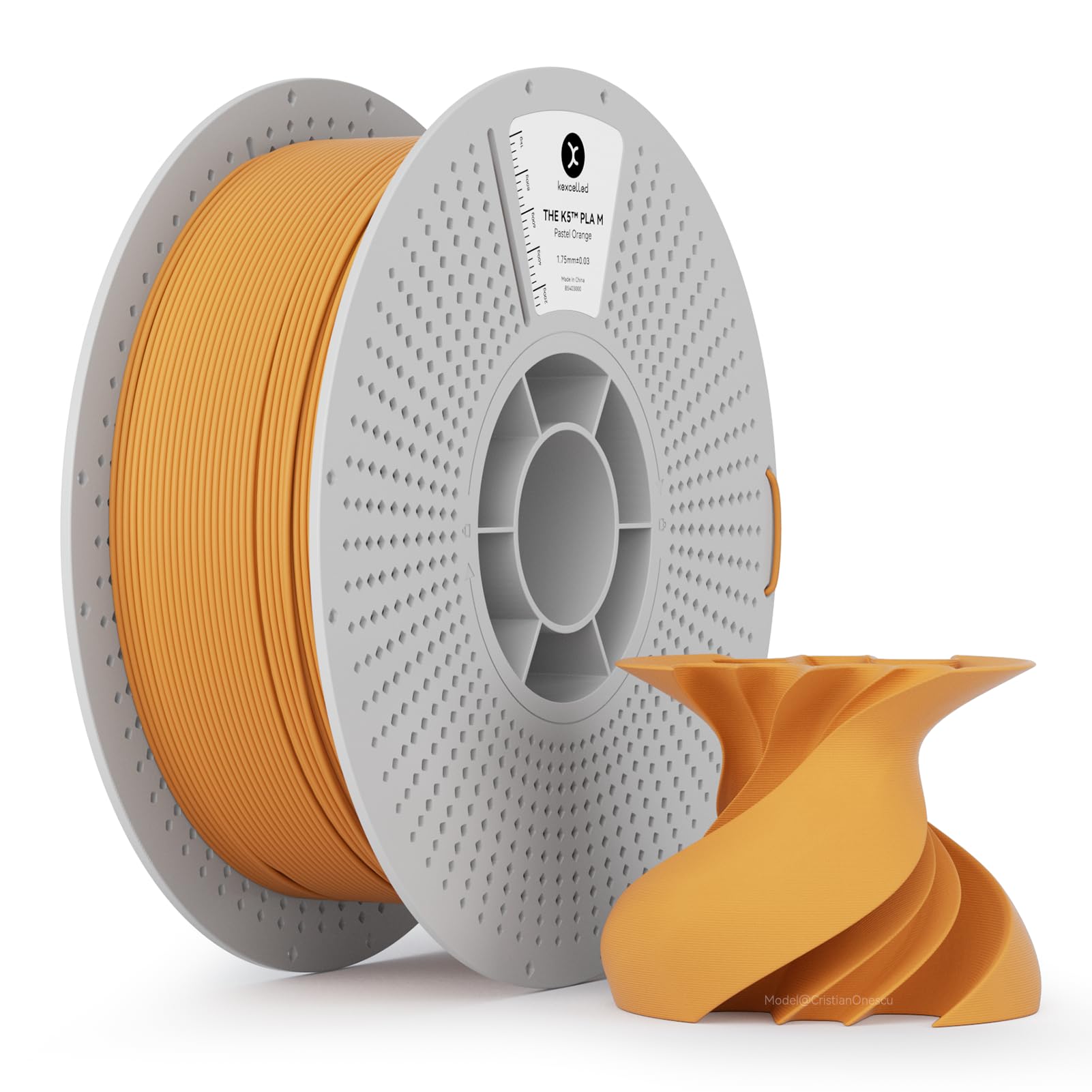 kexcelled Matte PLA Filament 1.75mm,Matte Pastel Orange PLA 3D Printer Filament 1kg Reusable Spool (2.2lbs) with +/-0.03mm Accur