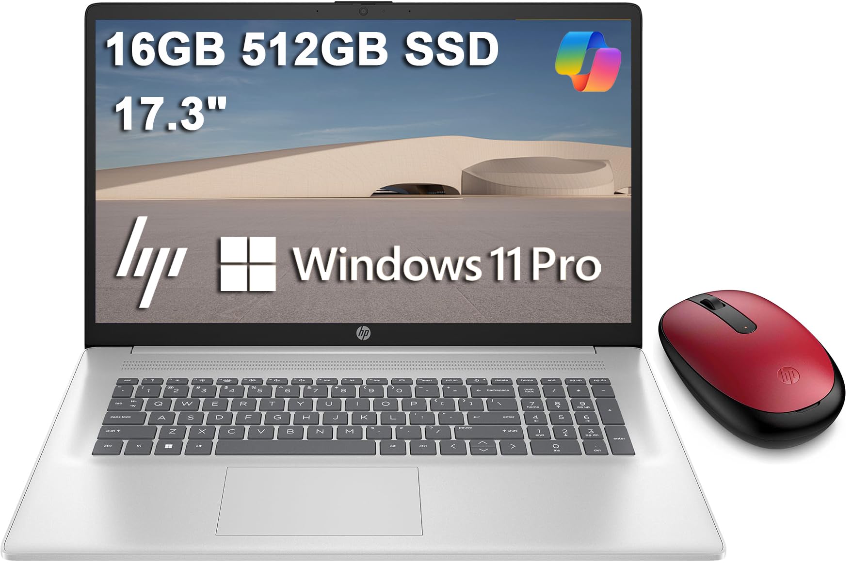 HP 17.3 inch Laptop w/Bluetooth Mouse (FHD Anti-Glare, AMD Ryzen 5 7430U (> Intel i5-1334U), 16GB RAM, 512GB SSD) for Business &