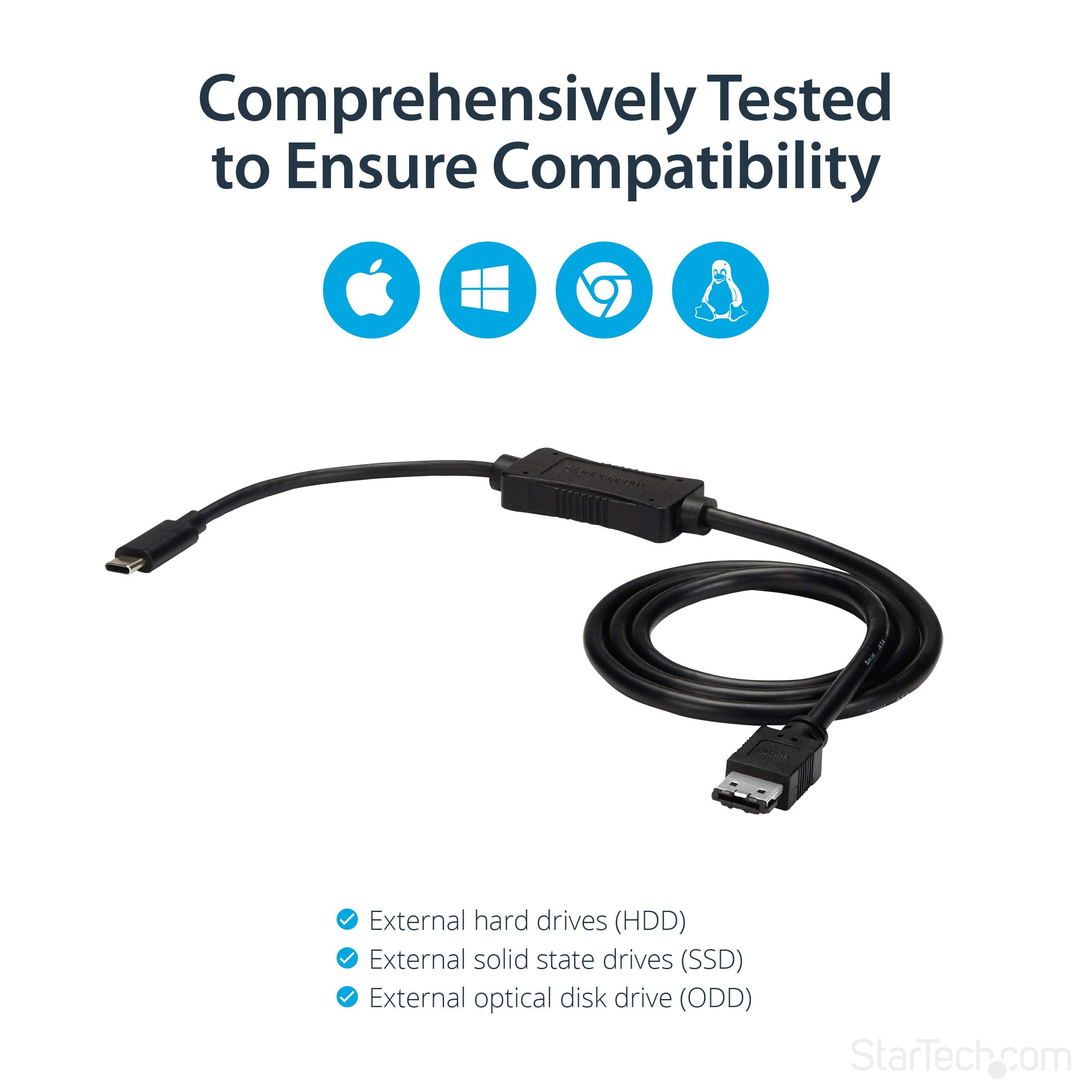 Startech.Com Usb C To Esata Cable   3 Ft / 1M   5Gbp   For Hdd/Ssd/Odd   External Hard Drive Adapter   Usb 3.0 To Esata Converte