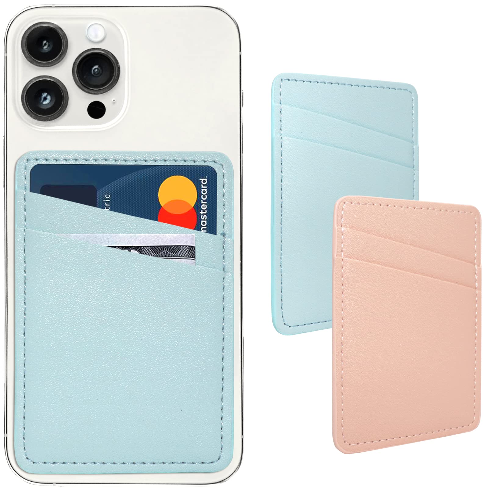 Phone Wallet Stick On, Leather Phone Card Holder, Credit Card Holder For Phone Case Compatible With Iphone, Samsung, Android And
