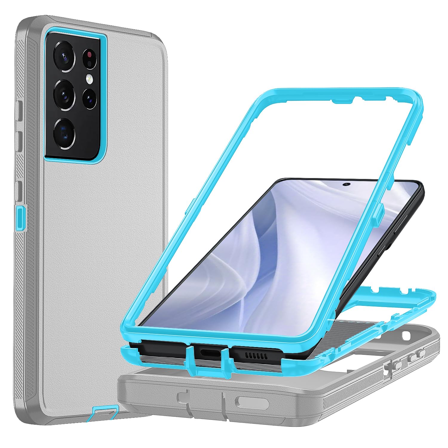Ylzhe for S21 Ultra Phone Case,[No Screen Protector] 3 Layer Rugged Durable Shockproof Case for Samsung S21 Ultra Case,Grade Dro