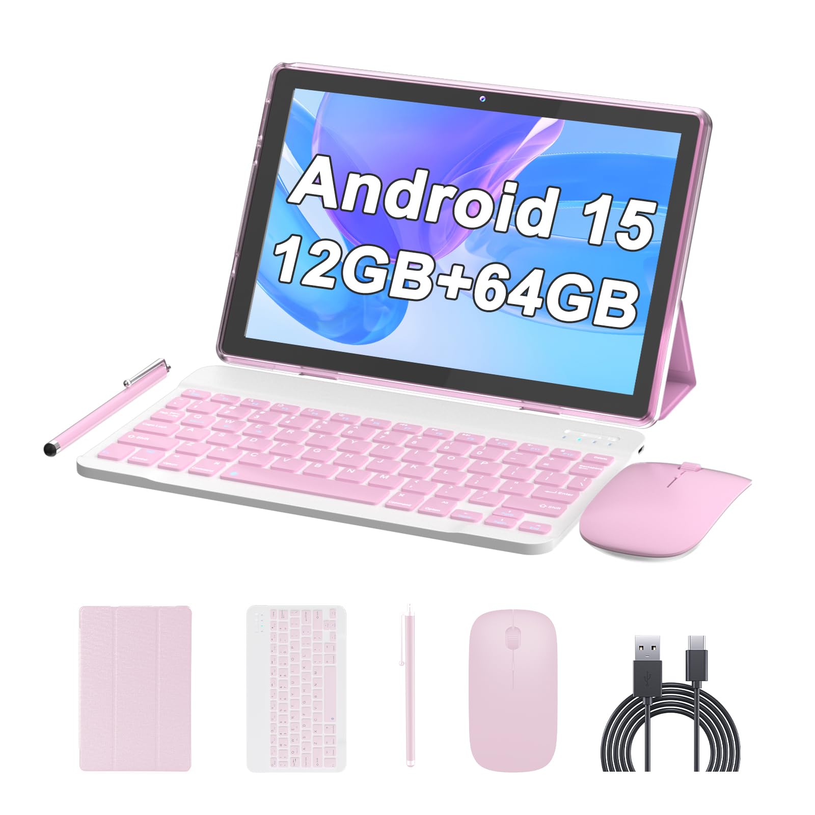 10 Inch Tablet Android 15(NOT GO) Tablets 2 in 1 tablet With keyboard 12GB RAM+64GB ROM(Supports 1TB expansion) Tableta 2MP+8MP 