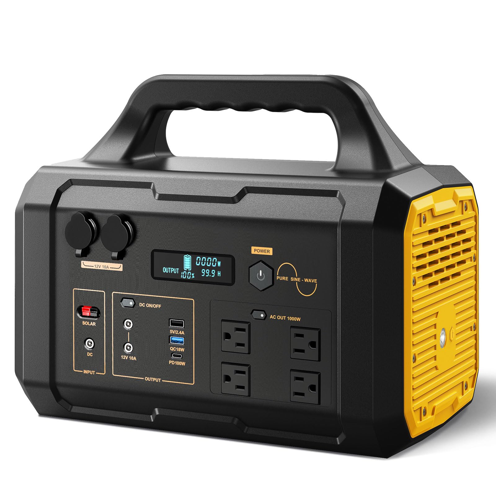 Portable Power Station 1024Wh, Solar Generator LiFePO4 (LFP) Battery with 120V AC Outlet, Fast Charging, Electric Generator for 