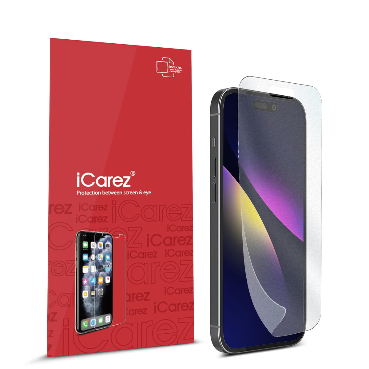 Icarez Hd Anti Glare Matte Screen Protector For Iphone 15 Plus 6.7 Inches [3 Pack] (Case Friendly) Premium No Bubble Easy To App