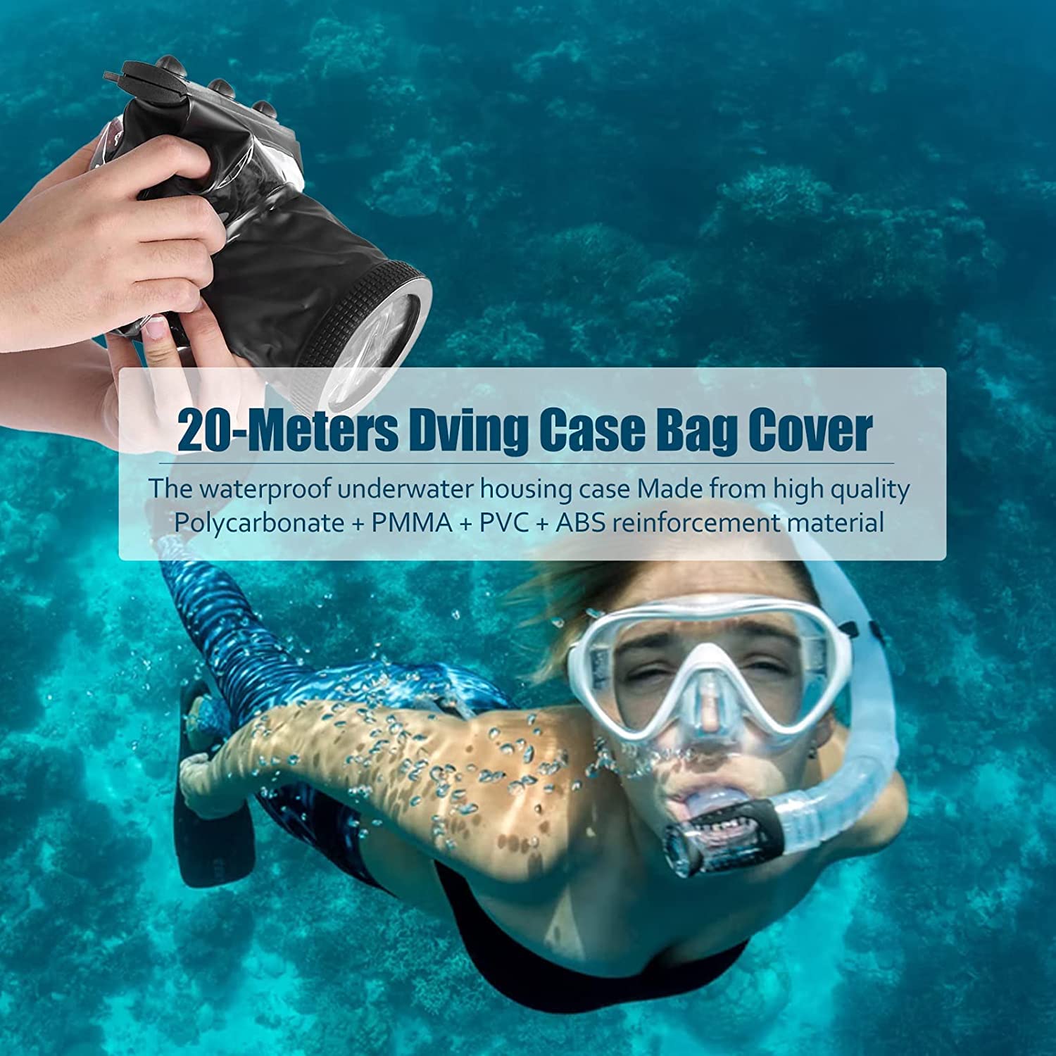 Universal Waterproof Dving Case Bag,20M Portable Underwater Photograpy Housing Cage For Canon Dslr Cameras Waterproof Dving Case(Black)