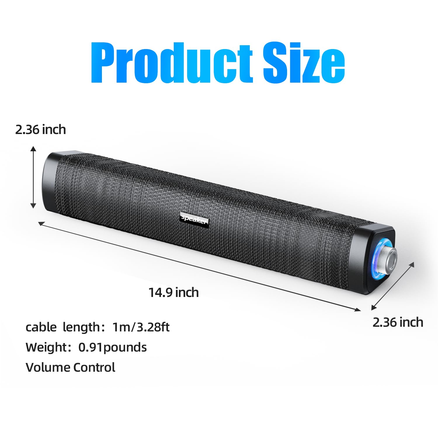 Uakinat Usb Computer Speakers,Computer Speakers With 3.5 Mm Aux,Wired Usb Powered & Colorful Led Lights With Switch Button,Surro