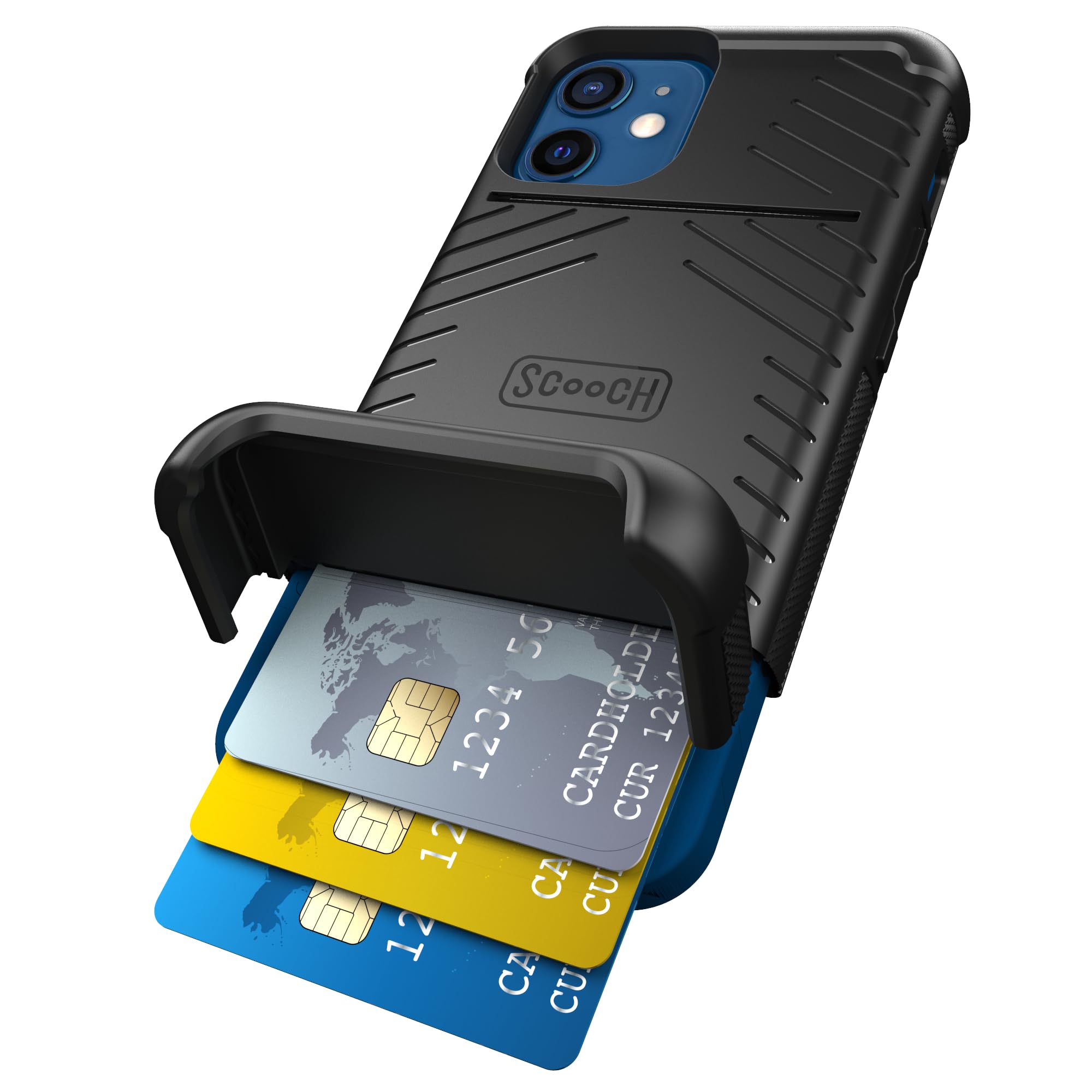 Scooch for iPhone 12 Mini Case with Card Holder, Wingmate Wallet Case with Hidden Card Slot and RFID Protection for 3 Cards, 10-