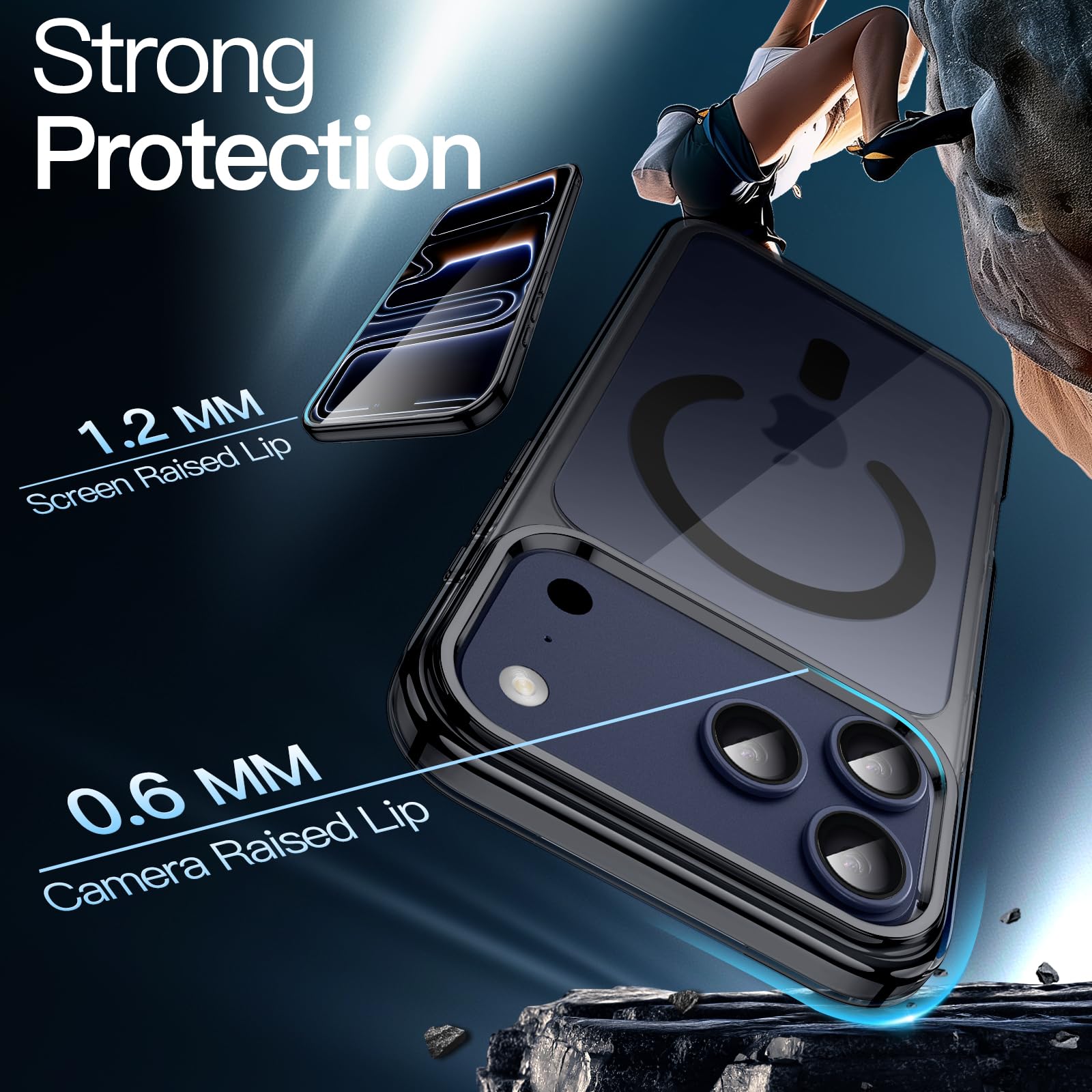 Jetech Magnetic Case For Iphone 17 Pro Max 6.9-Inch Compatible With Magsafe, Shockproof Phone Bumper Cover, Anti-Scratch Clear B