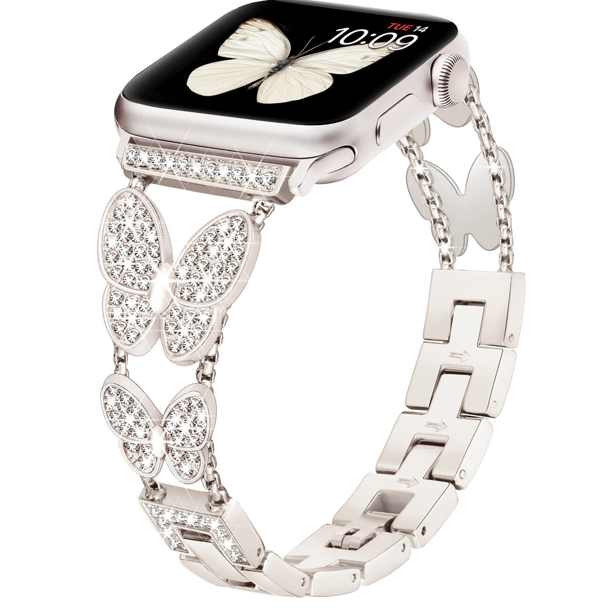 G Ficu Butterfly Band Compatible With Apple Watch Band 45Mm 44Mm 49Mm 42Mm Iwatch Series 8 7 6 Se 5 4 3 2 1 Ultra, Slim Cute Met