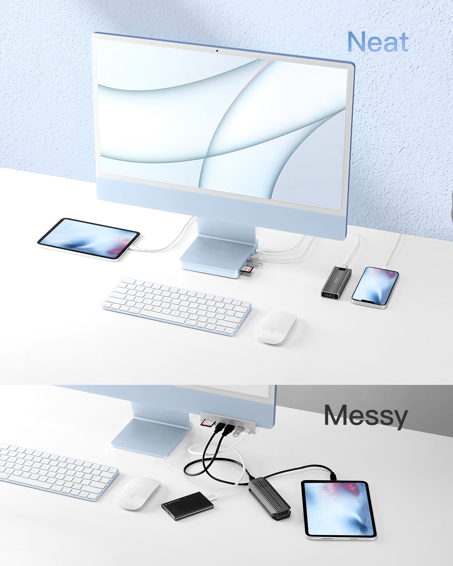 Inateck Imac Docking Station, Imac Usb Hub With Usb 3.2 Gen 2, Compatible With Imac 24 Inch 2021/2023 (Blue)