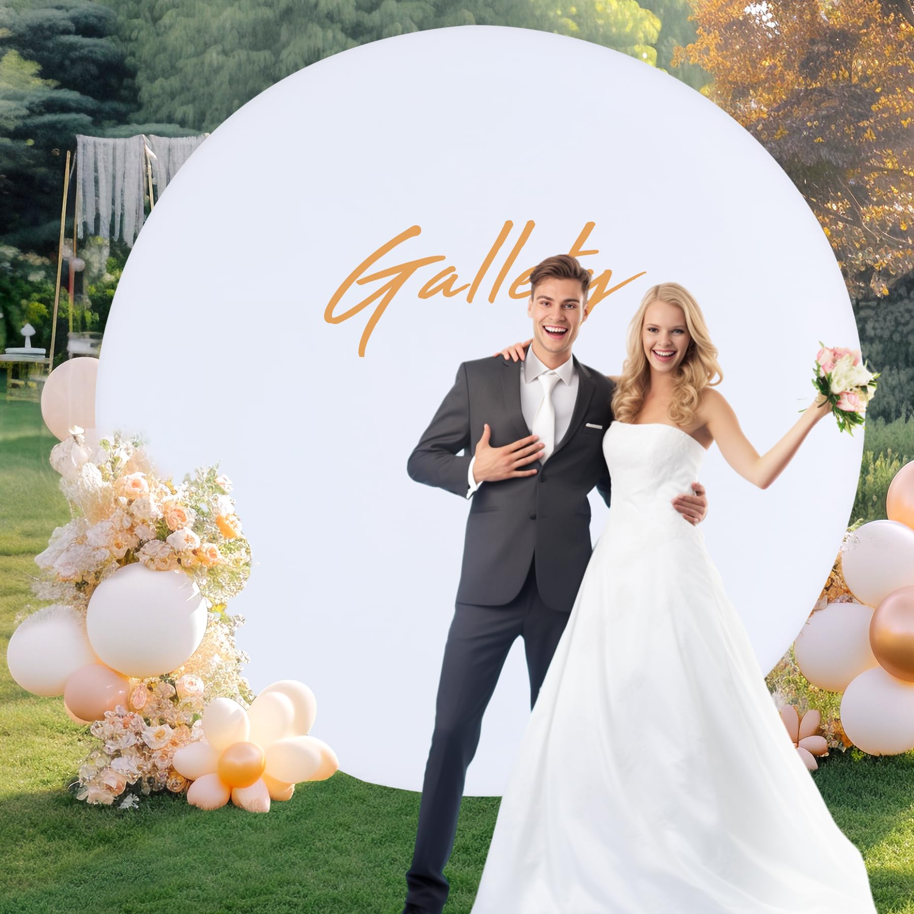 Gallety 7.2 Ft White Round Backdrop Cover For 5 To 7.2Ft Circle Arch Stand   Adjustable Polyester Arch Backdrop Cover For Weddin