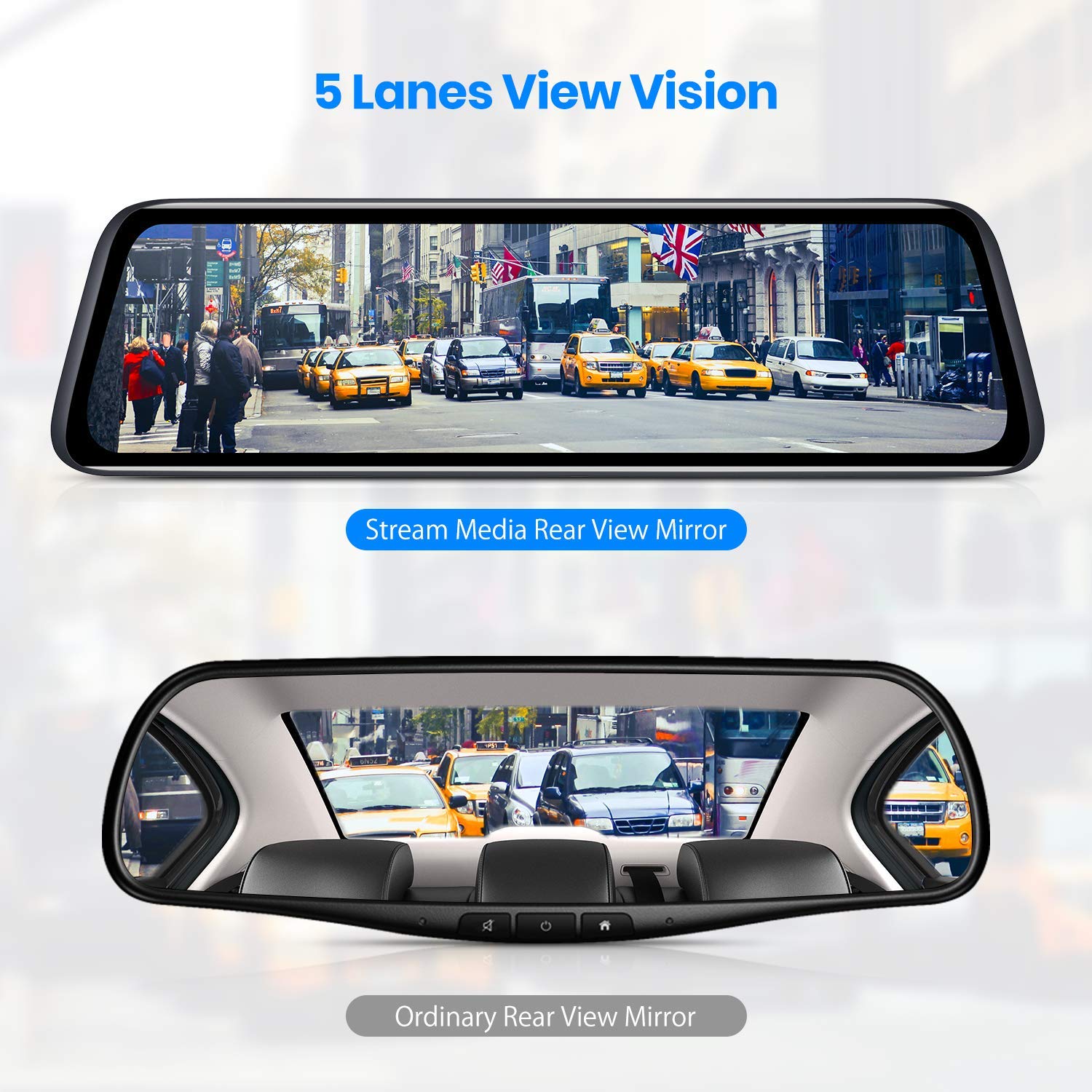 Auto Vox V5Pro Oem Look Rear View Mirror Camera With Neat Wiring, No Glare Mirror Dash Cam Front And Rear, 9.35'' Full Laminated