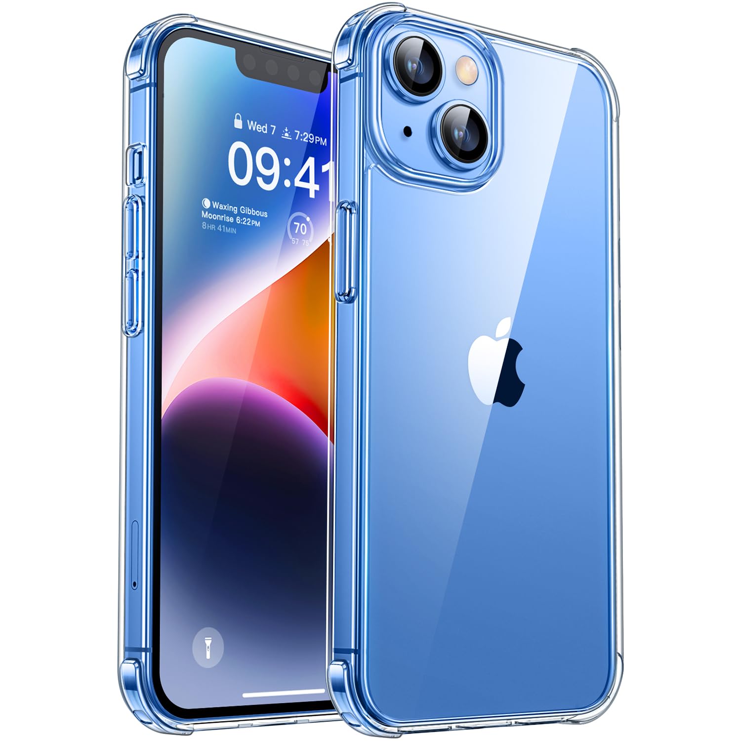 Canshn Clear Designed For Iphone 13/14 Case, [3.0Mm Raised Airbags][Not Yellowing] Shockproof Protective Phone Case Cover With H