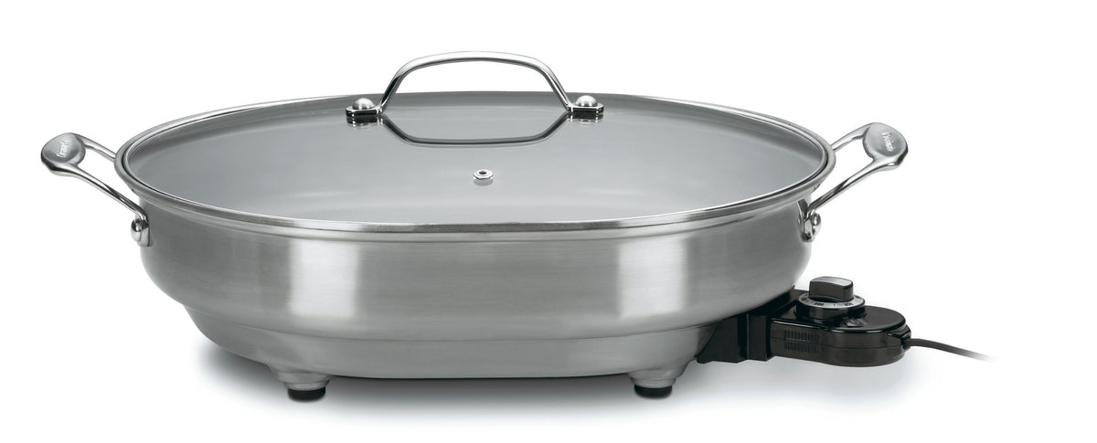 Cuisinart Csk 150 1500 Watt Nonstick Oval Electric Skillet,Brushed Stainless 18 In