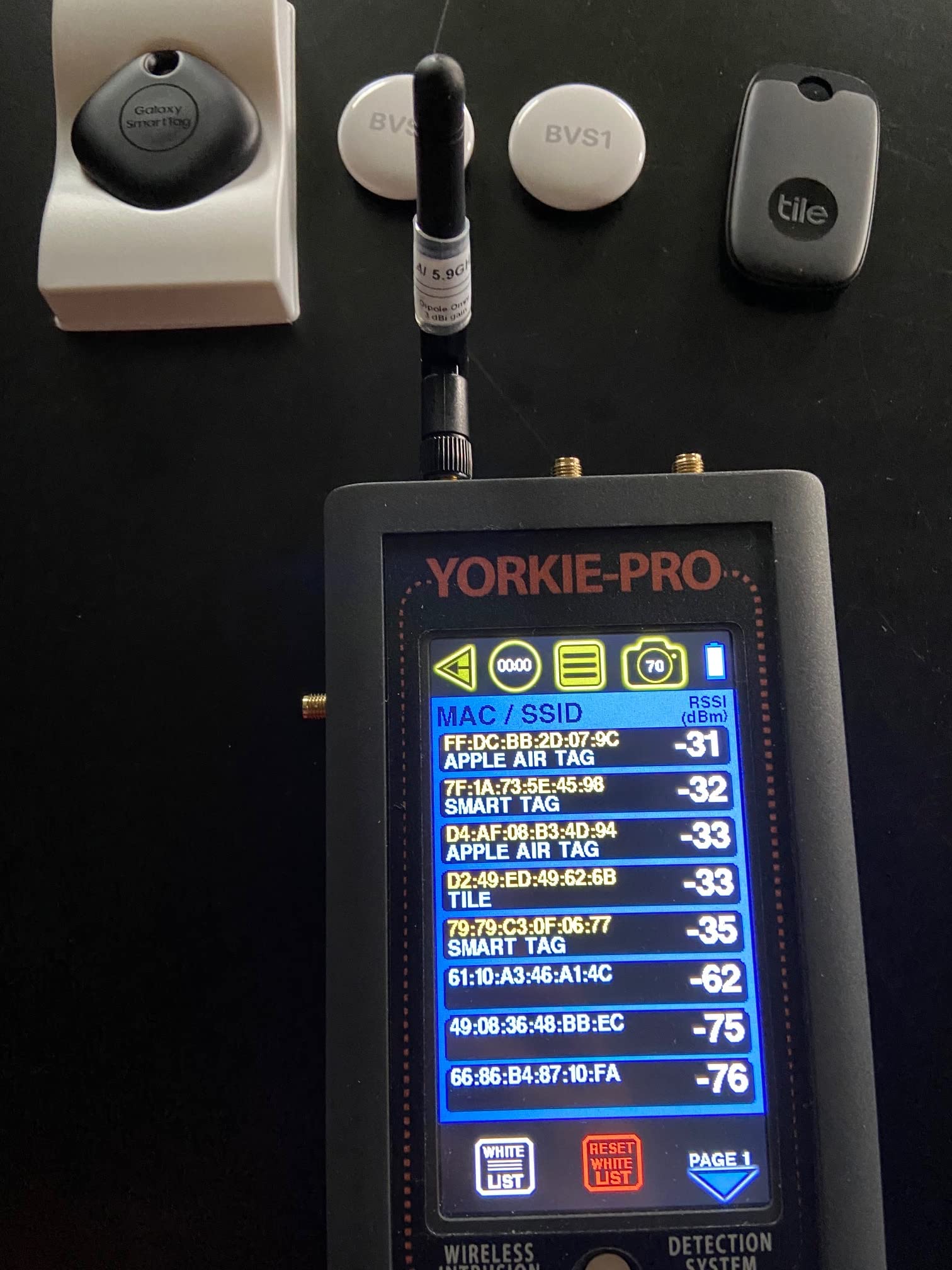 Yorkie Pro Wireless Intrusion Detector For Locating Peds Including Hidden Personal Trackers, Cellular, Bt, Ble, Wi Fi