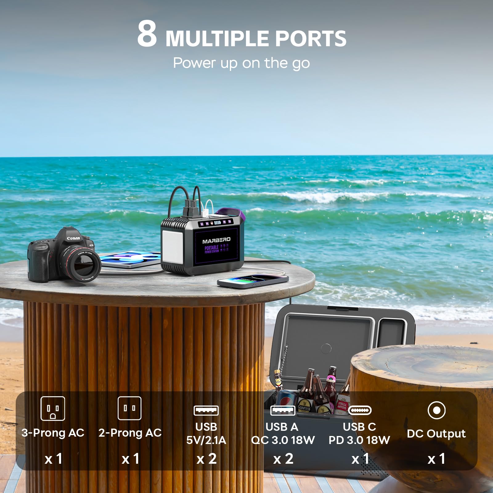 Marbero 172Wh Solar Generator With Solar Panel Included Portable Power Station 200W With Foldable Solar Panel 40W Set For Campin