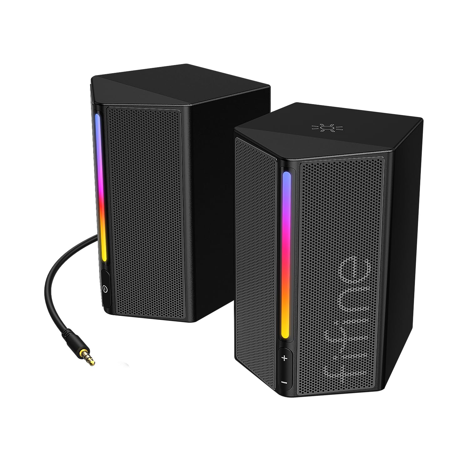 FIFINE Computer Speakers, Desktop PC Speakers with Volume Control, RGB Gaming Speakers Wired with 3.5mm Aux Audio Cable for Lapt