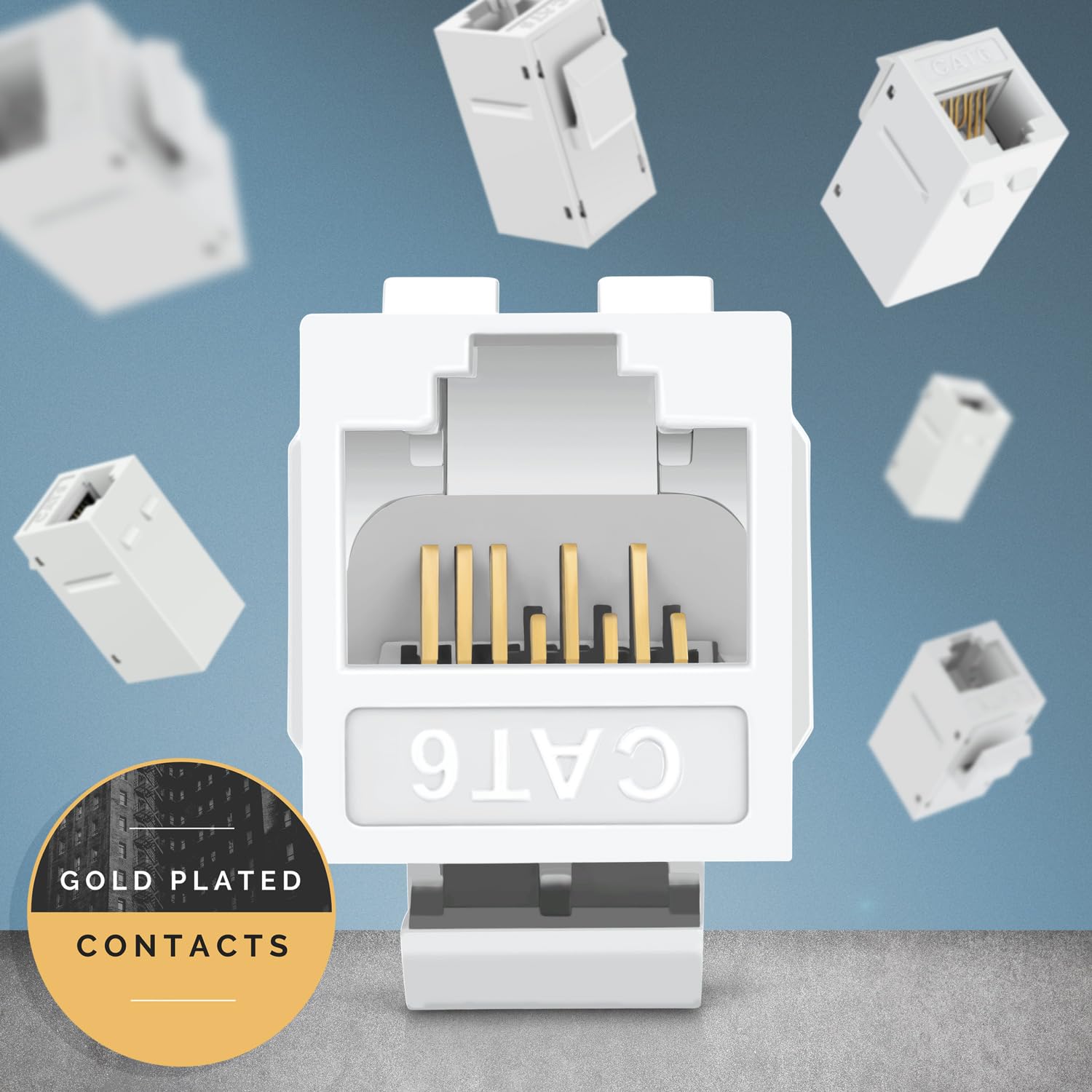 Everest Media Solutions Rj45 Cat6 Keystone Coupler In White   48 Pack   Female To Female Ethernet Keystone Jack For Standard Wal