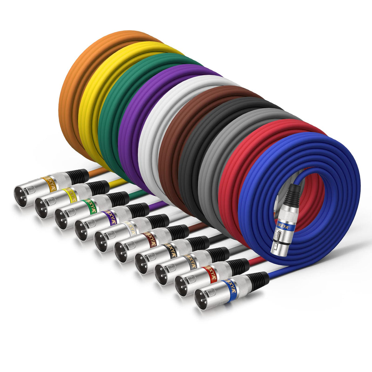 Ebxya Xlr Cable 15 Feet 10 Color Packs  Xlr Male To Female For Audio Mixer Microphone
