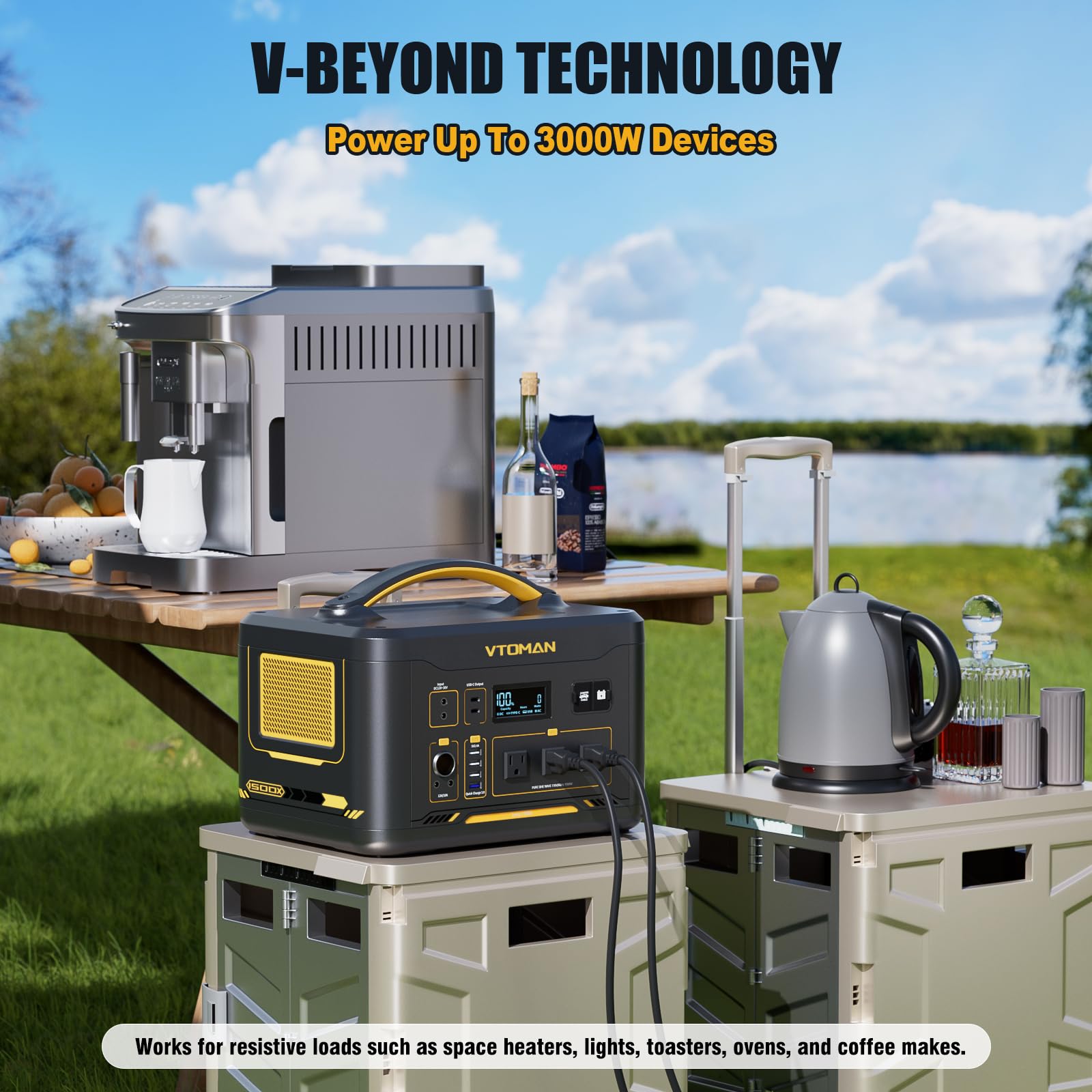 Vtoman 1500W Solar Generator With 110W Panels Included, 828Wh Portable Power Station & 110W Portable Solar Panel, Lifepo4 Batter