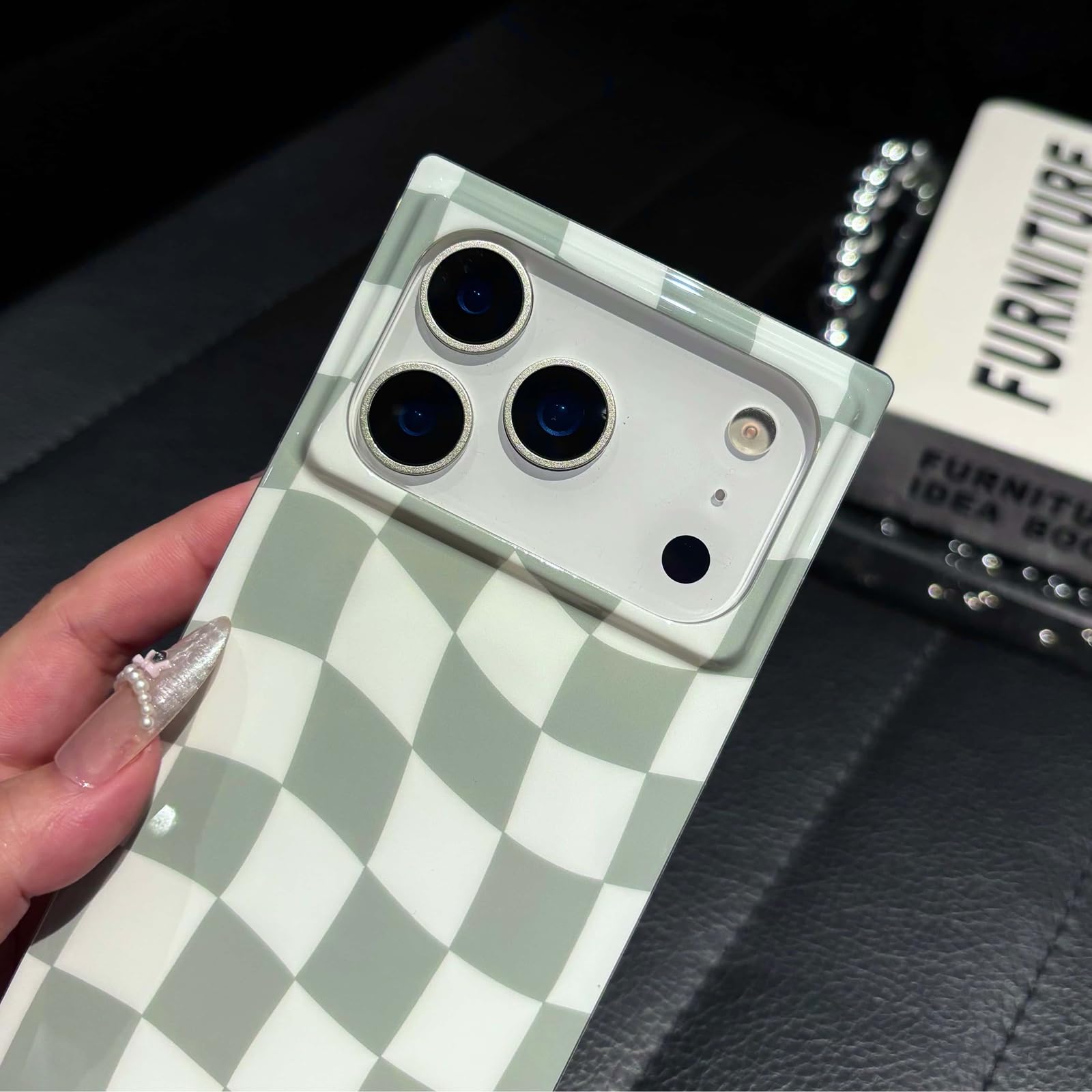 Roymonkey Checkered Magnetic Phone Case For Iphone 13 Pro Max & Iphone 12 Pro Max Compatible With Magsafe - Trendy Rectangular C