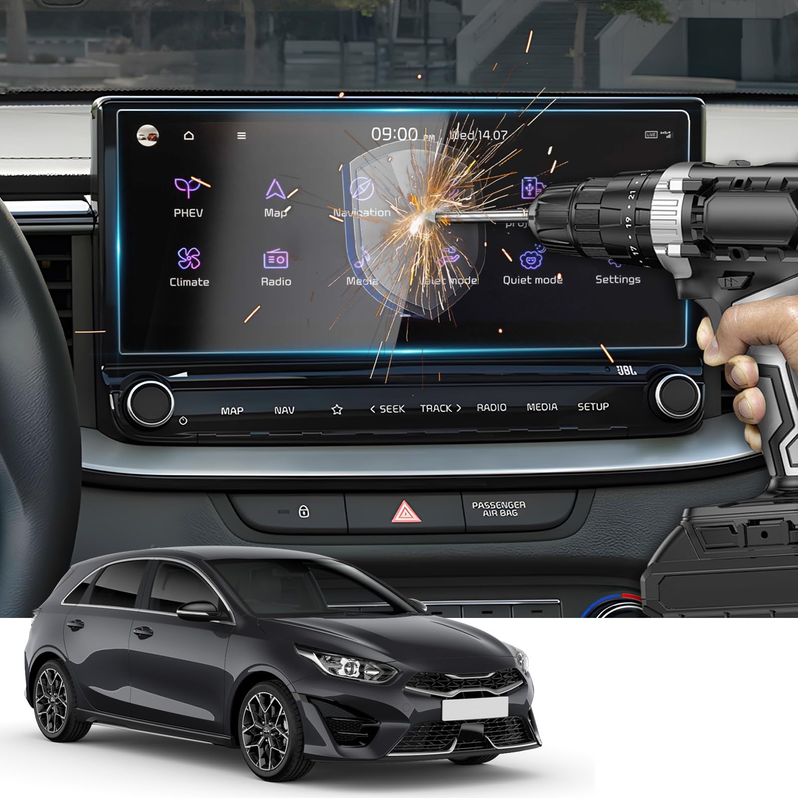 Yee Pin 2024 Forte Screen Protector   Matte Anti Glare Tempered Glass For 2022 2023 2024 Kia Forte Gt Line/Gt/Gt Manual Accessories 10.25' Radio Screen Saver