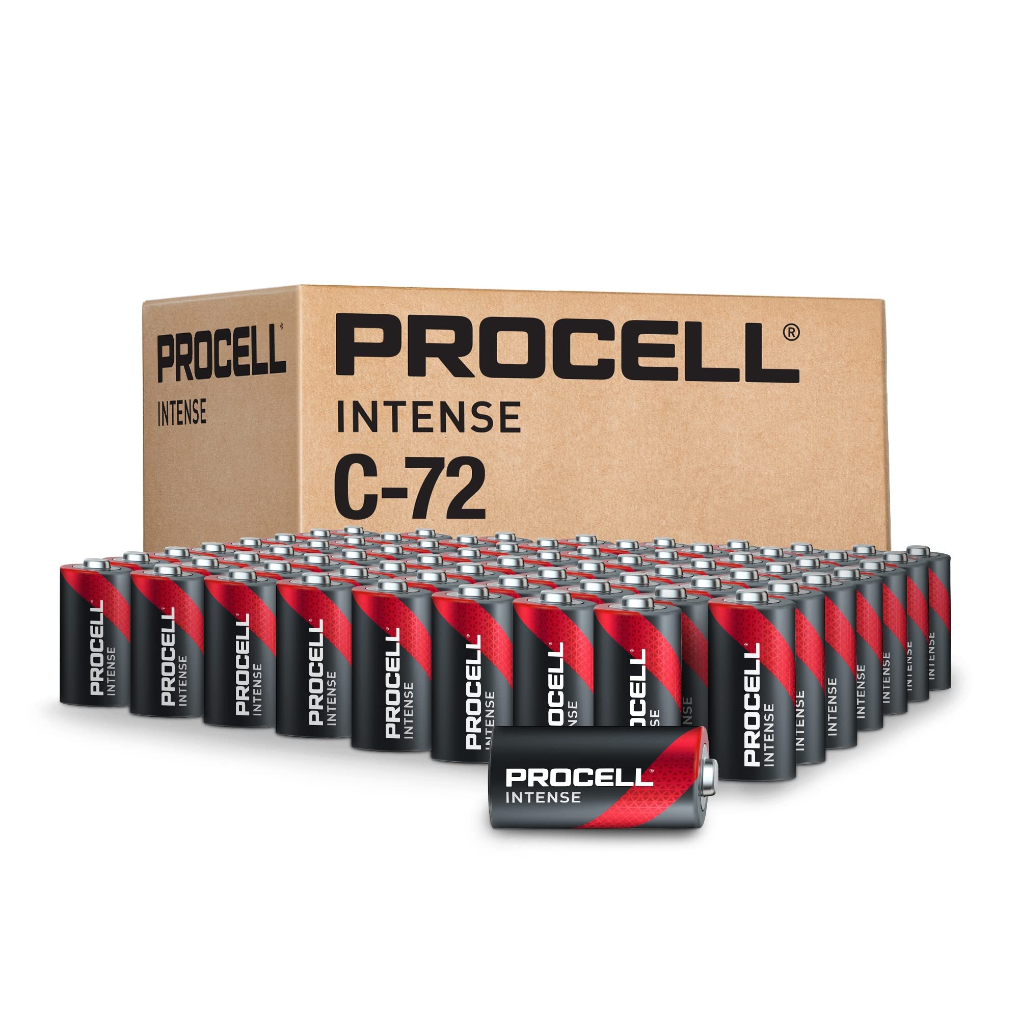 PROCELL Intense C Cell High-Performance Alkaline Batteries (72 Pack), 10-Year Shelf Life, Bulk Value Pack for High Power Profess