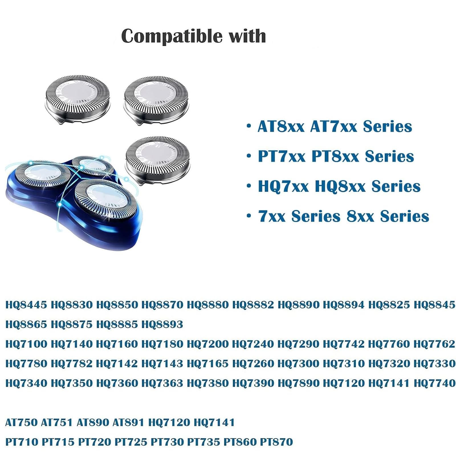 Hq8 Replacement Heads Fit For Philips Electric Shavers, Oem Hq8 Heads Upgraded Razor Replacement Blades Compatible With Norelco