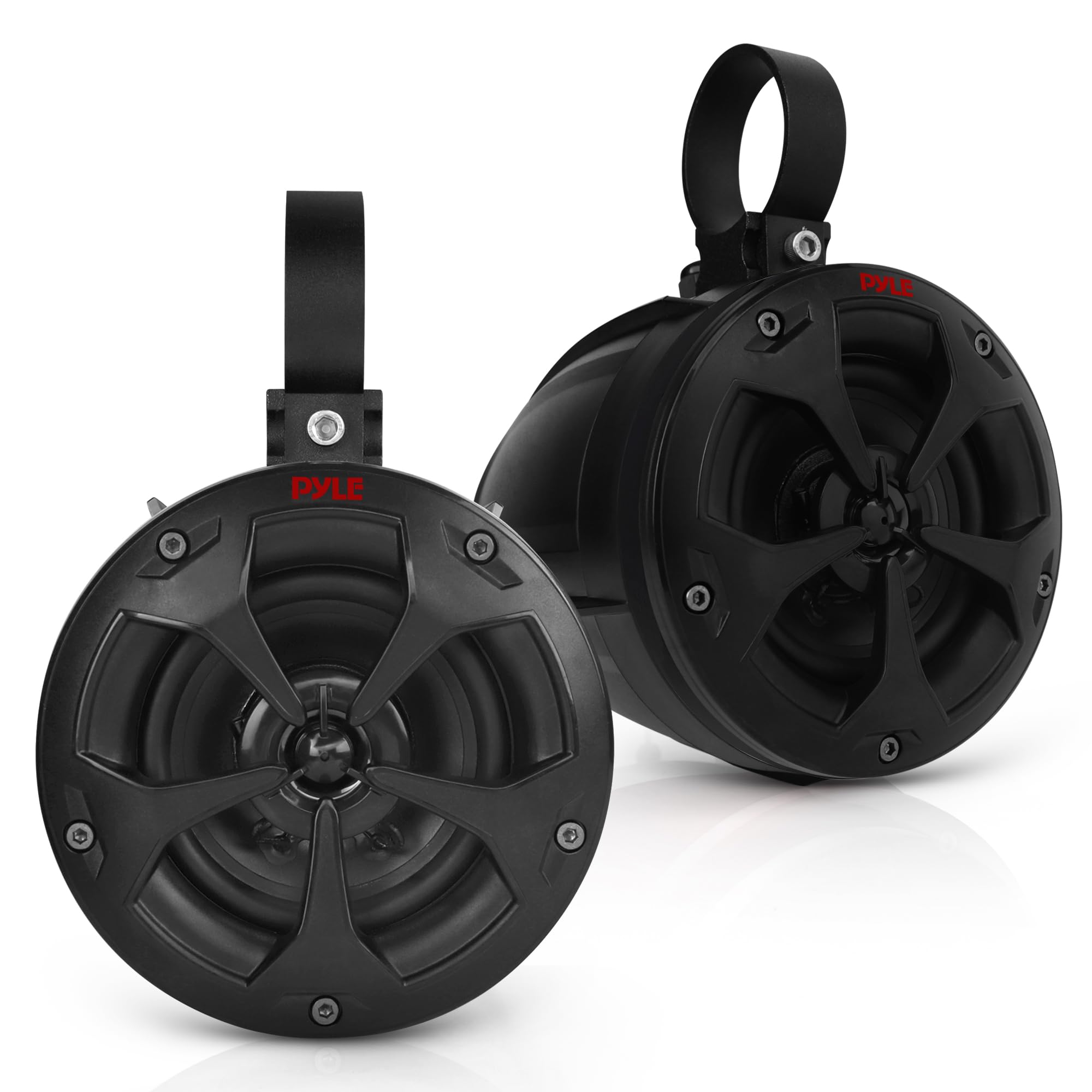 Pyle 4 OffRoad Bluetooth Waterproof Speakers 800W Peak Power Amplified Speaker System for ATV / UTV, Golf Cart, Boat, Aux Inp