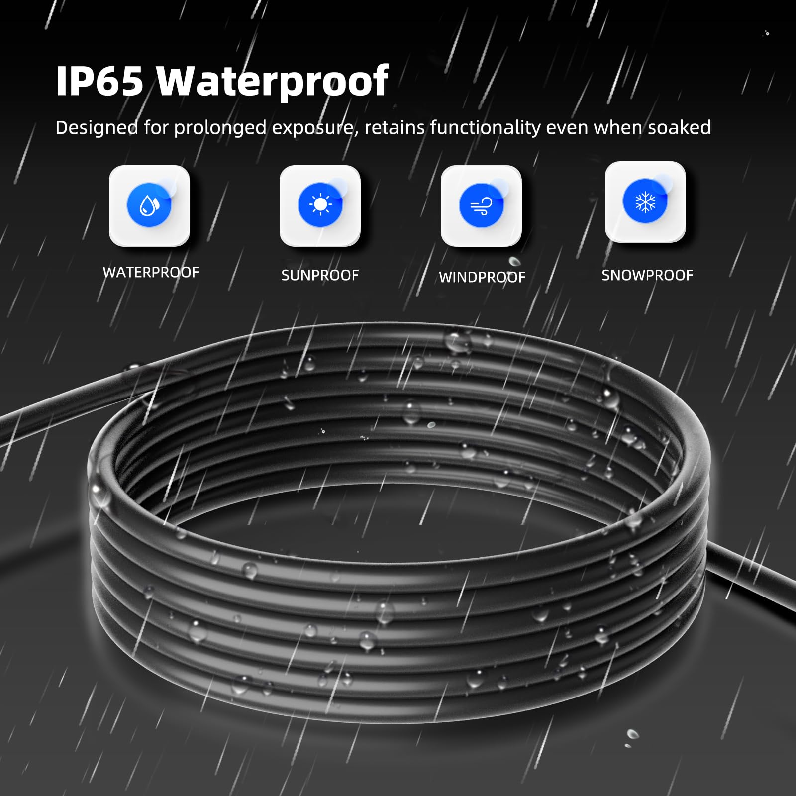 Islewire 100 Ft Outdoor Extension Cord Waterproof, Black, 3 Prong Power Cord, 16 Awg Sjtw, 10A 1250W, Grounded, General Purpose