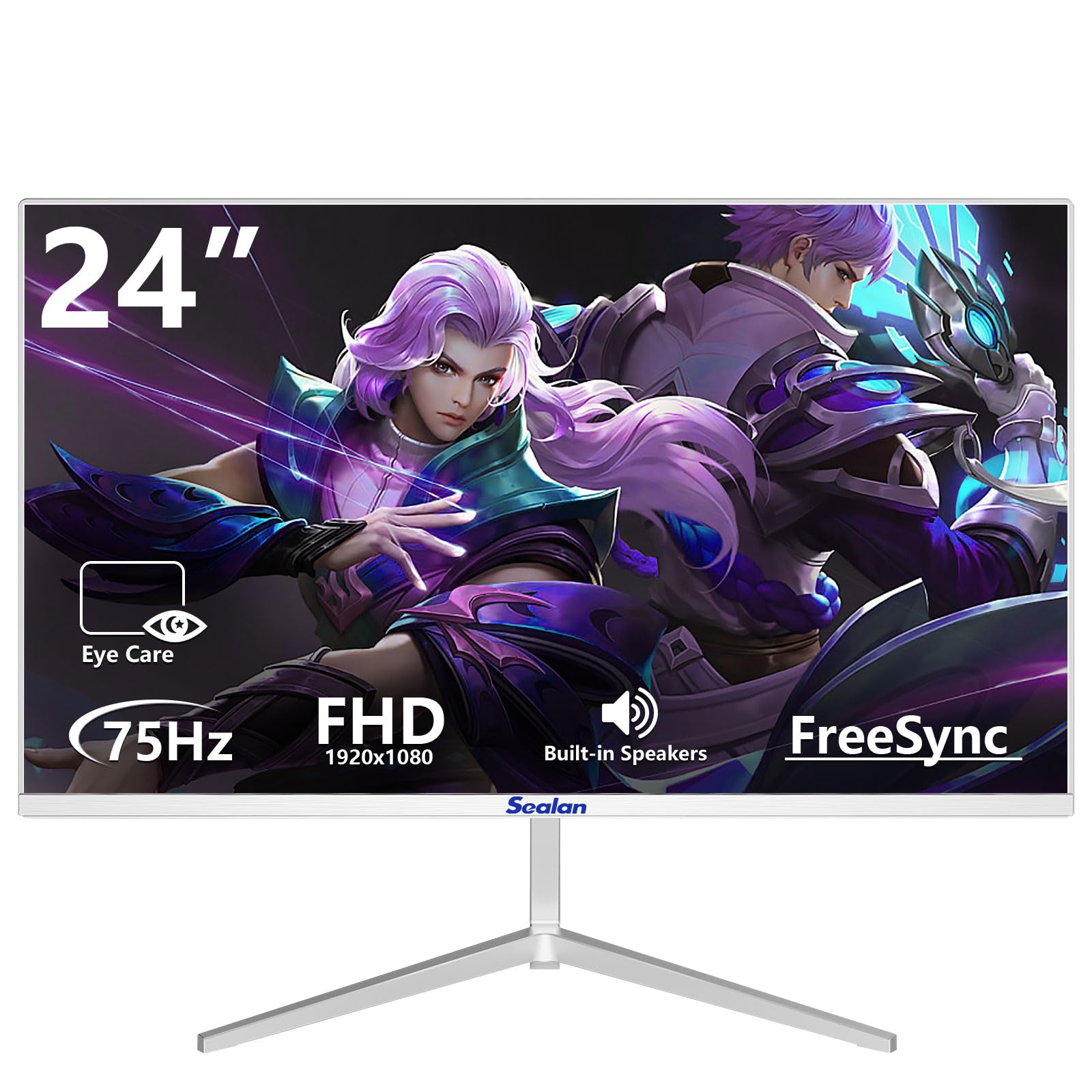 Sealan 24 inch Computer Gaming Monitor 100Hz Refresh Rate 16:9 Aspect Ratio 1080P Display HDMI Ports with Frame-Less/Tilt/Ergono