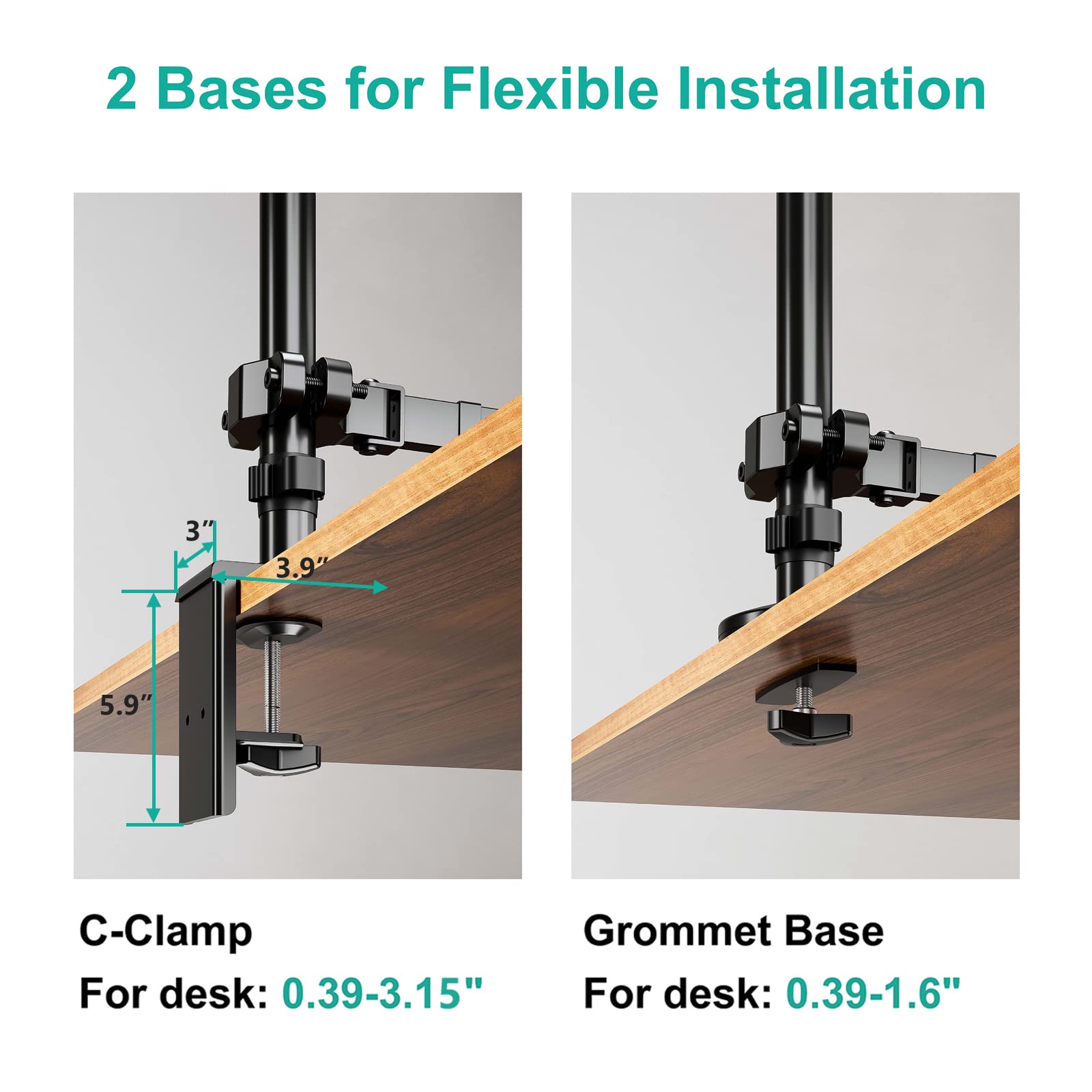 WALI Laptop Mount and Dual Monitor for Max 32' Monitor and 17' Laptop, Adjustable Spring Arm with Tilt, Swivel and Rotation, Dual Monitor and Notebook Stand with VESA 75/100mm(GSDM003LP), Black