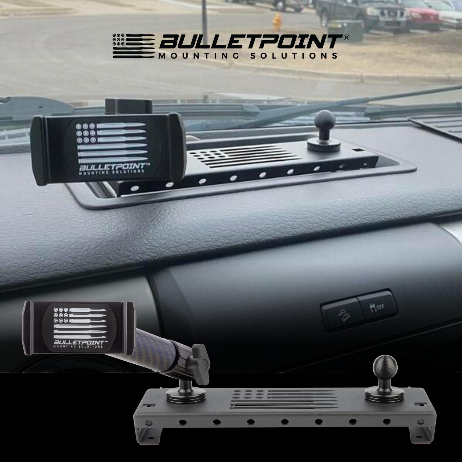 Bulletpoint Dash Mount Cell Phone Holder Compatible With Ford F-150 Truck (2009-2014) With 2-20Mm Ball Mounts For Gps Navigation