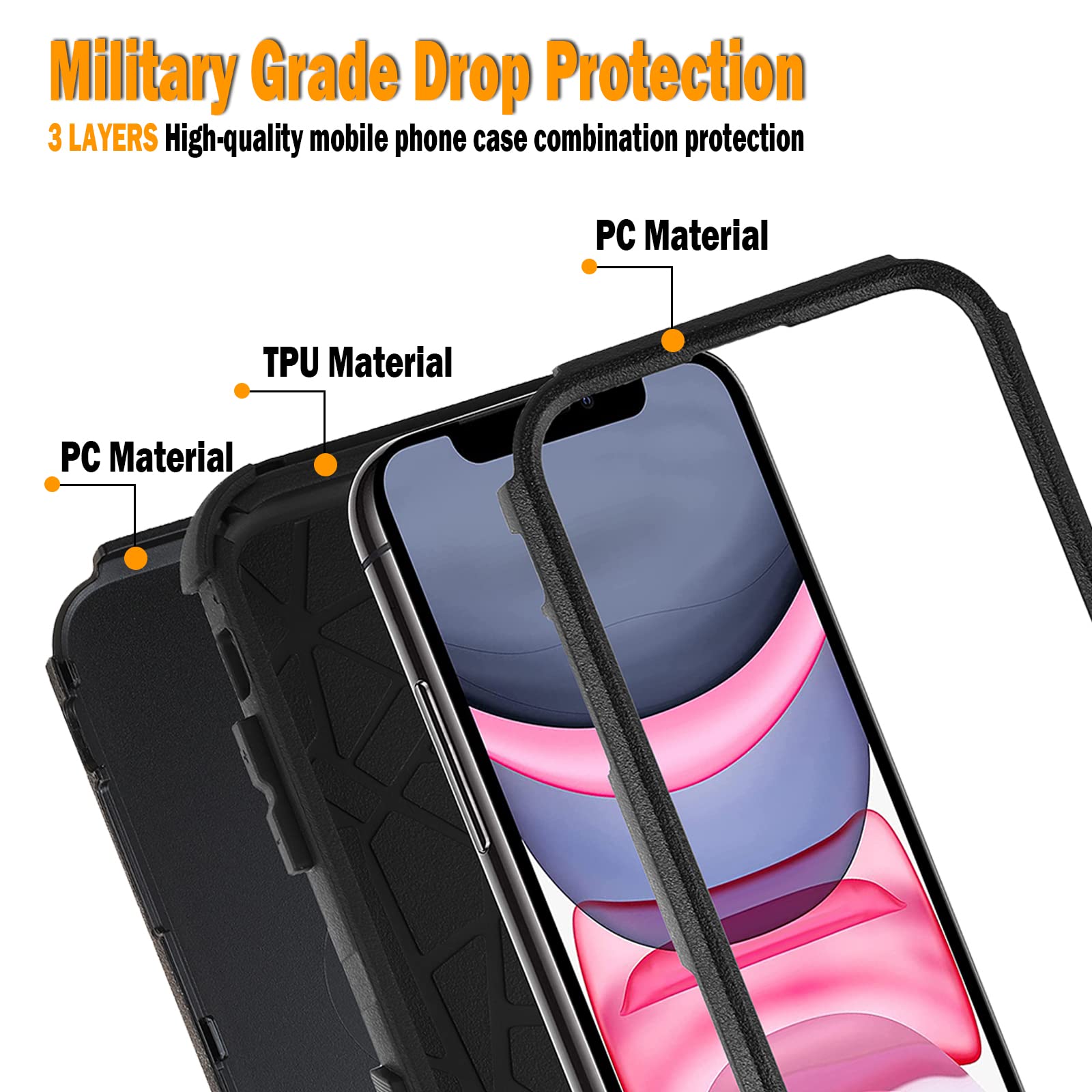 Joylifeboard For Iphone 11 Case, 3 In 1 Heavy Duty Protection Phone Case For Iphone 11, 3 Layers [Shockproof] [Dropproof] [Anti