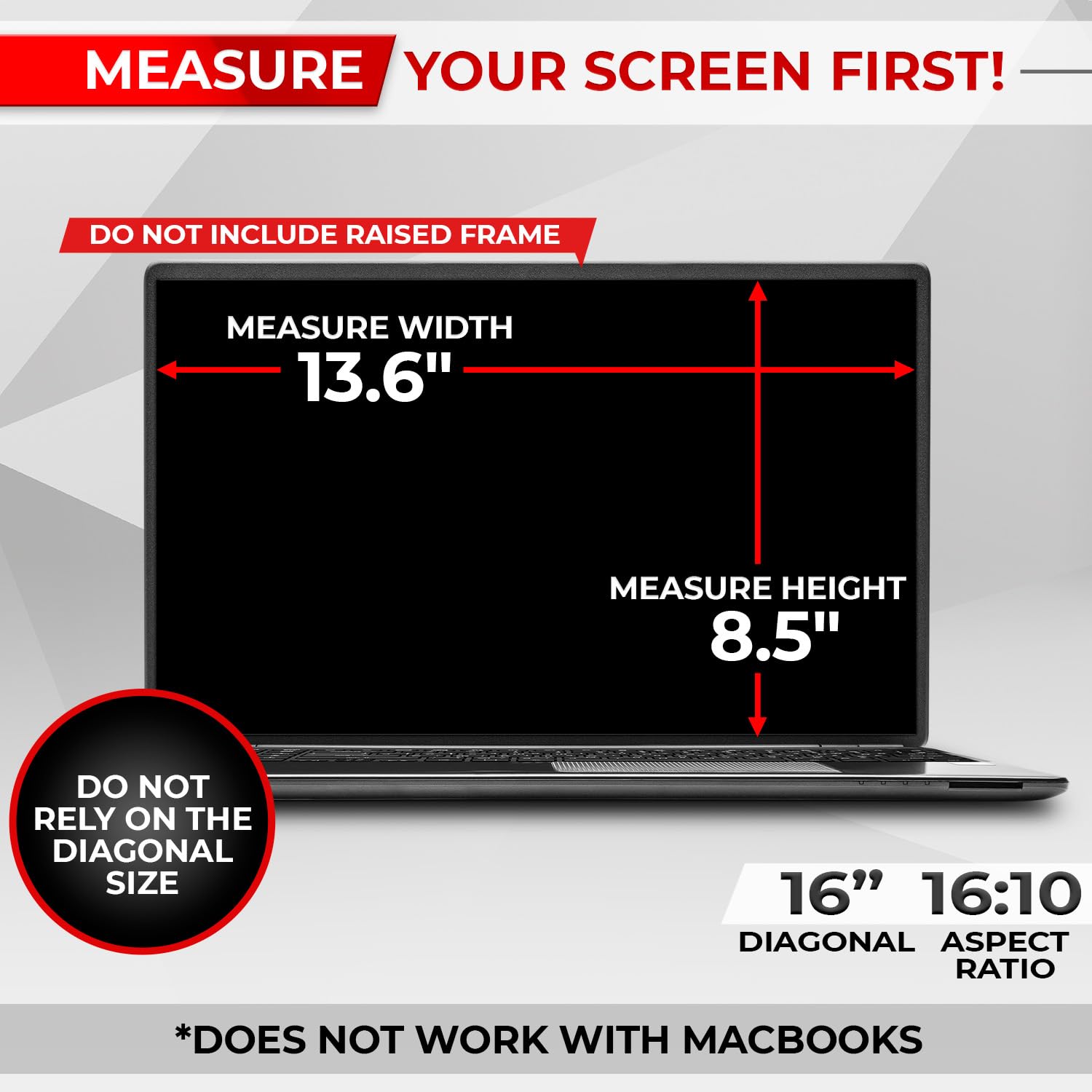 Sightpro Magnetic Laptop Privacy Screen 16 Inch 16:10   Removable Computer Privacy Filter Shield And Anti Glare Protector
