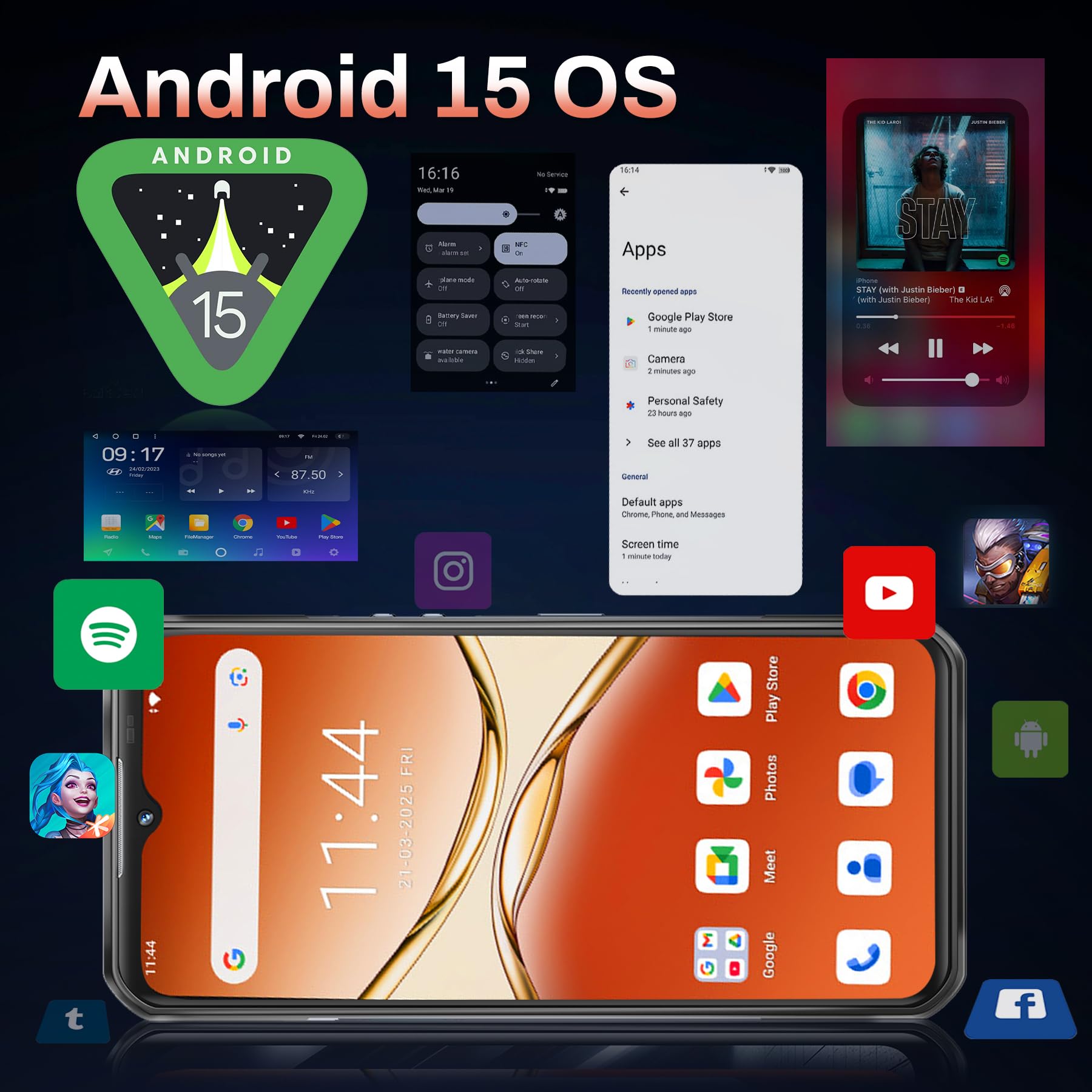 Oukitel Wp55 Android 15 Rugged Phone Unlocked 5G- 36Gb+256Gb/Tf 2Tb Rugged Smartphone, 11000Mah(33W) Battery, 6.6'' Fhd+120Hz Di