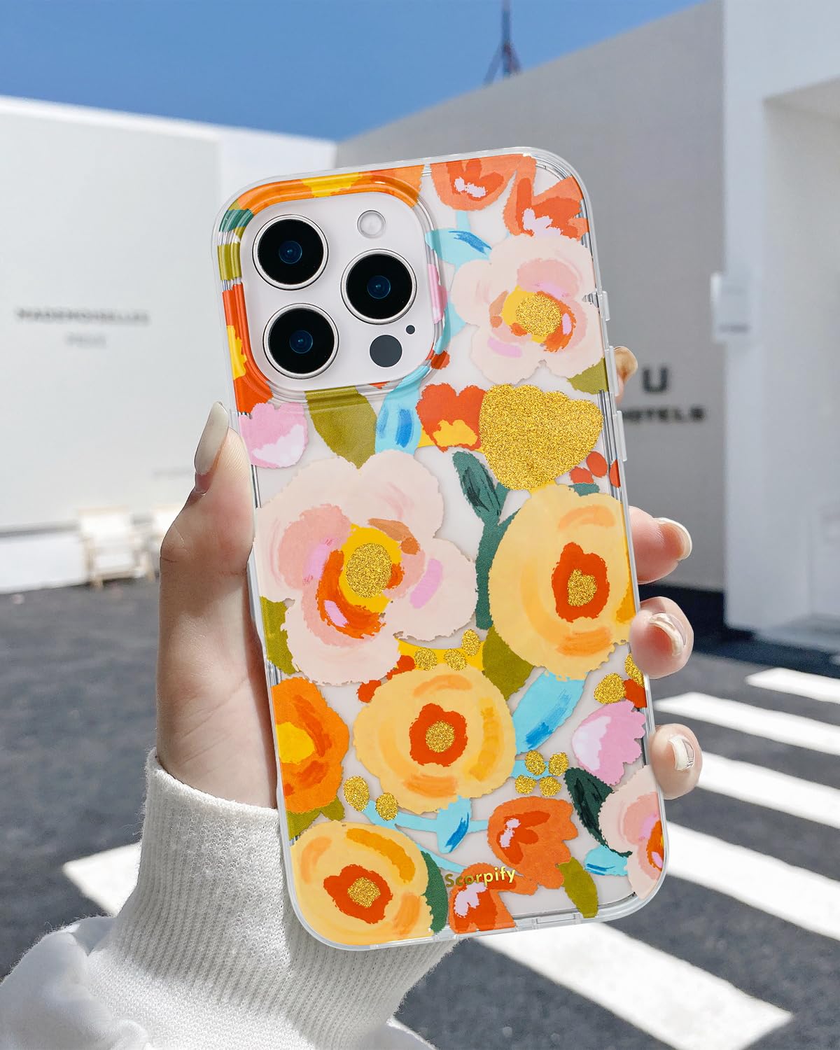 Scorpify For Iphone 16 Pro Max Case [Compatible With Magsafe] With Heronsbill Floral Design, Cute Clear Flower Magnetic Phone Co