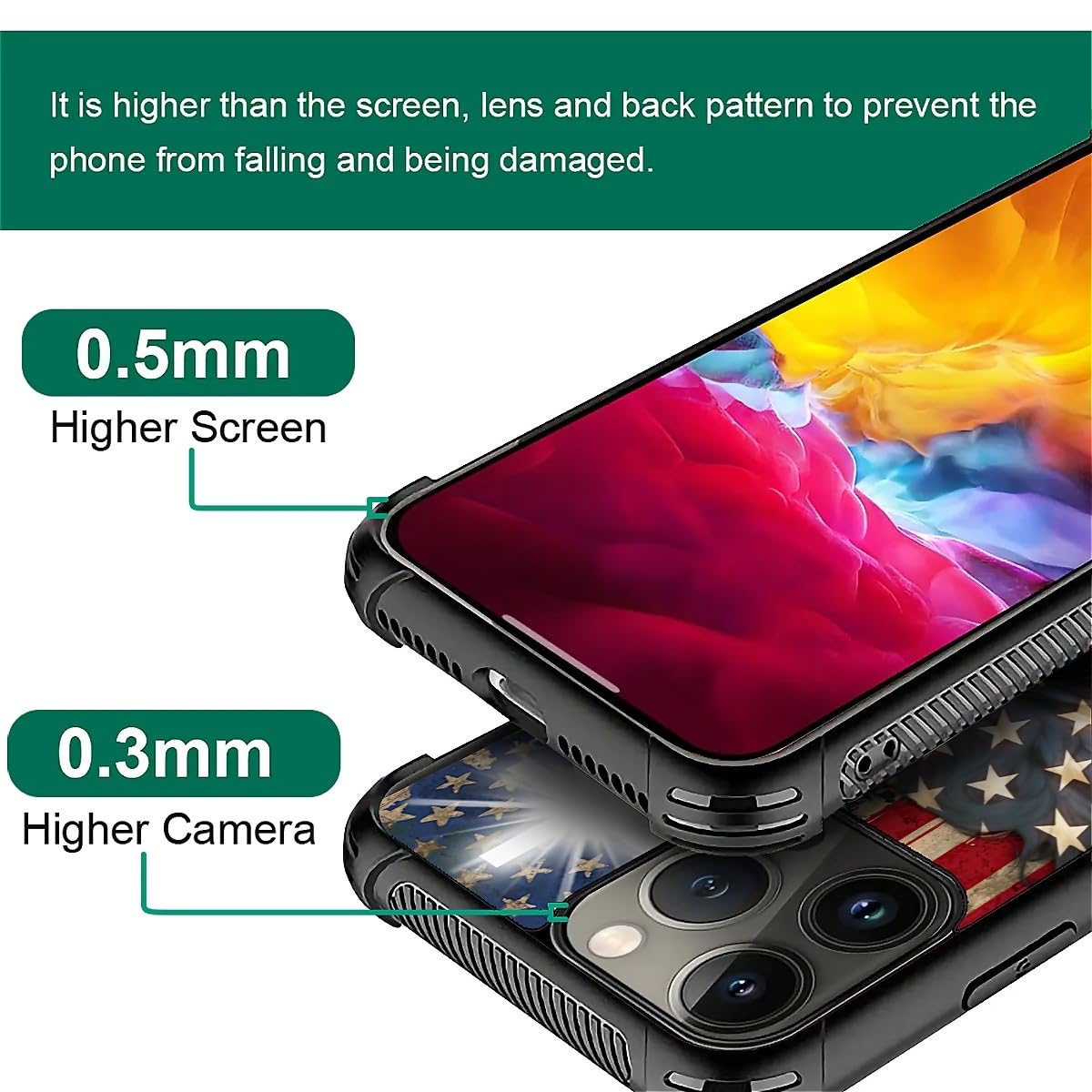 Fkbrcl4U For Iphone 15 Pro Max Case, Red American Flag Horse Cross Pattern Graphic Design Girl Boy Soft Silicone Hard Acrylic Sh